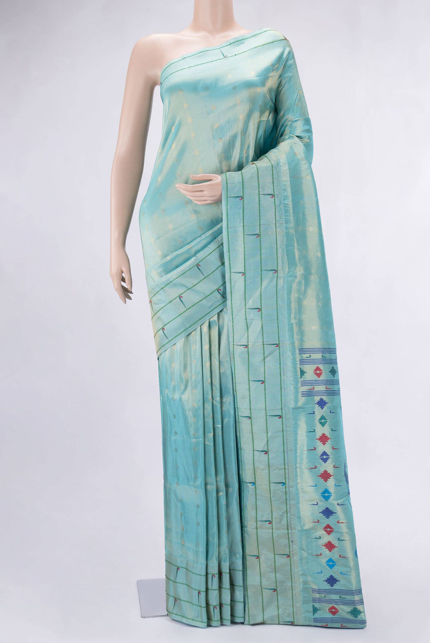 Sky Blue Dual Tone Paithani Silk Saree