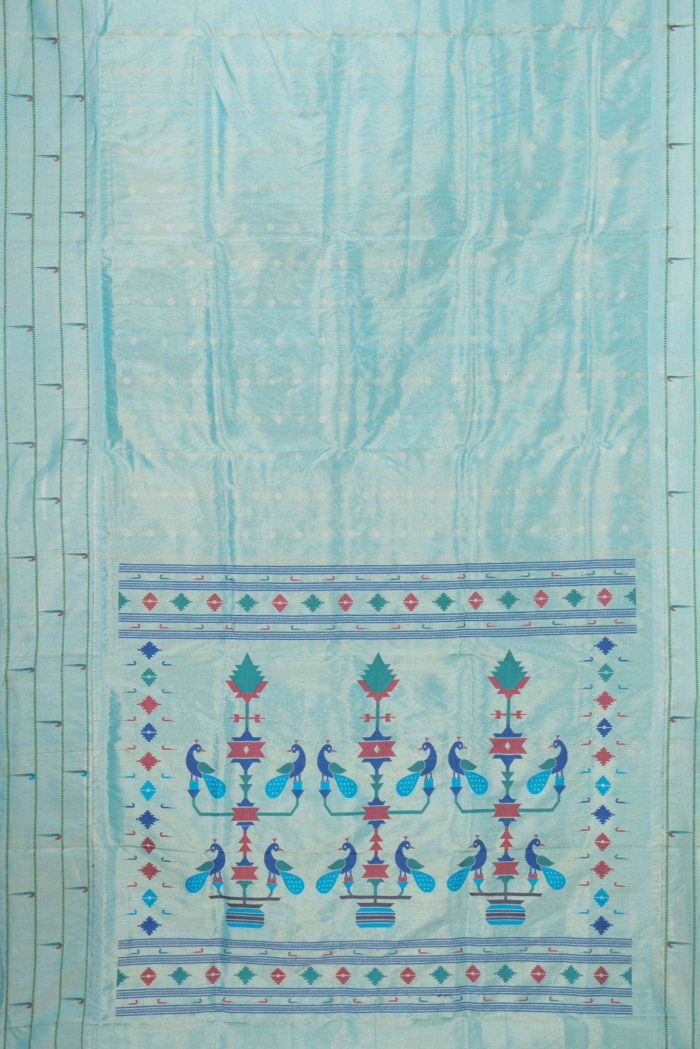 Sky Blue Dual Tone Paithani Silk Saree