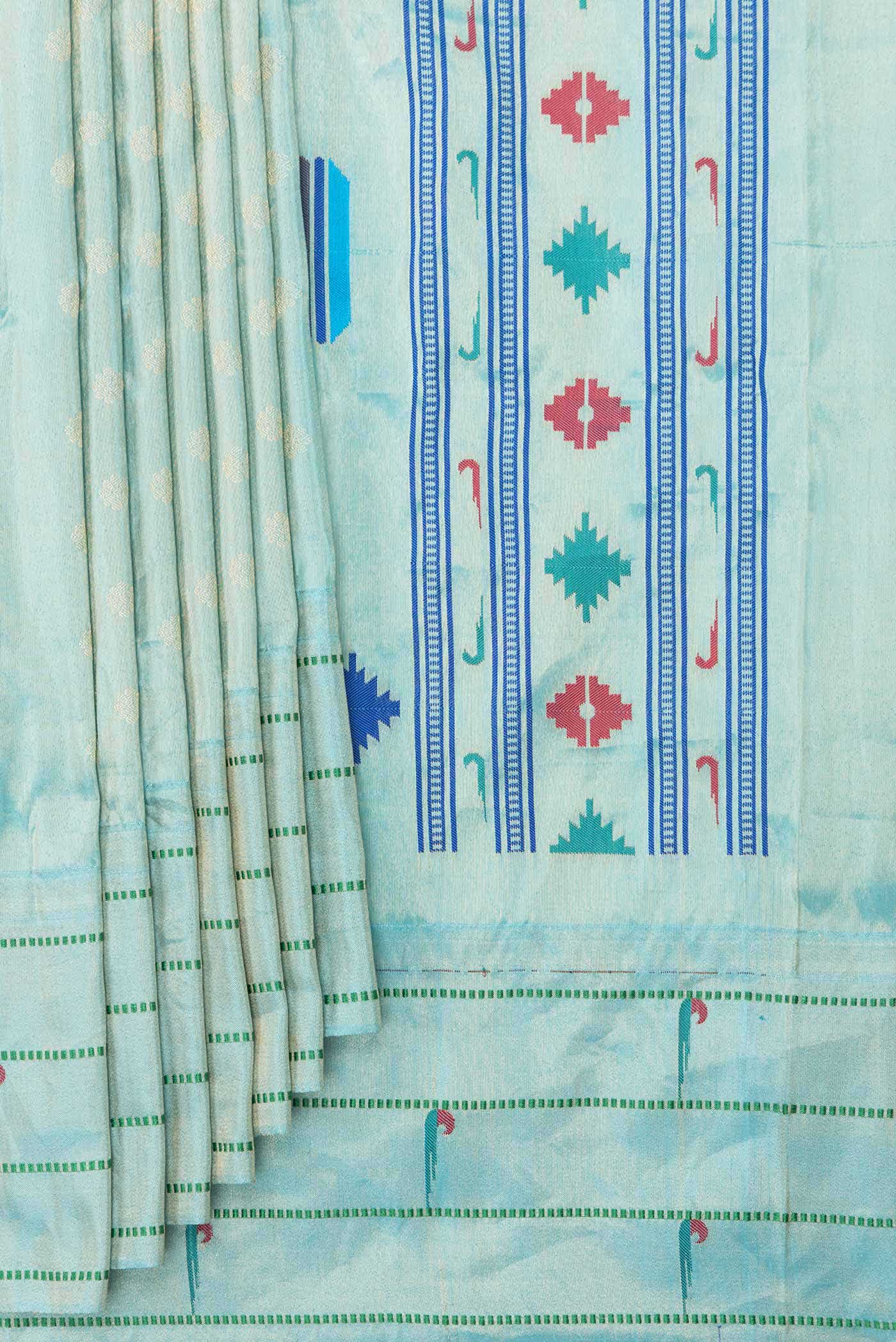 Sky Blue Dual Tone Paithani Silk Saree