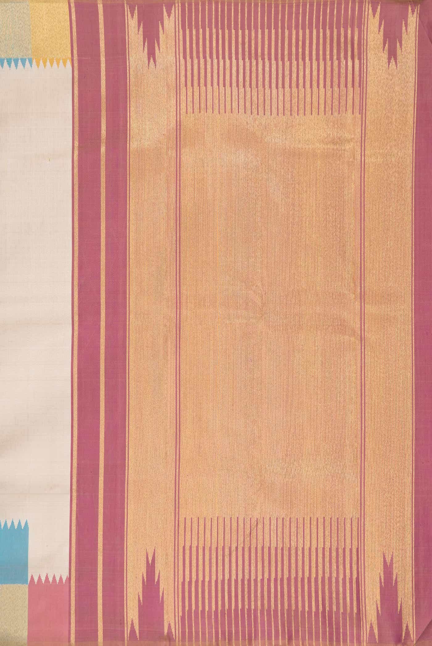 Pure Silk Pure Zari Beige Kanchipuram Saree