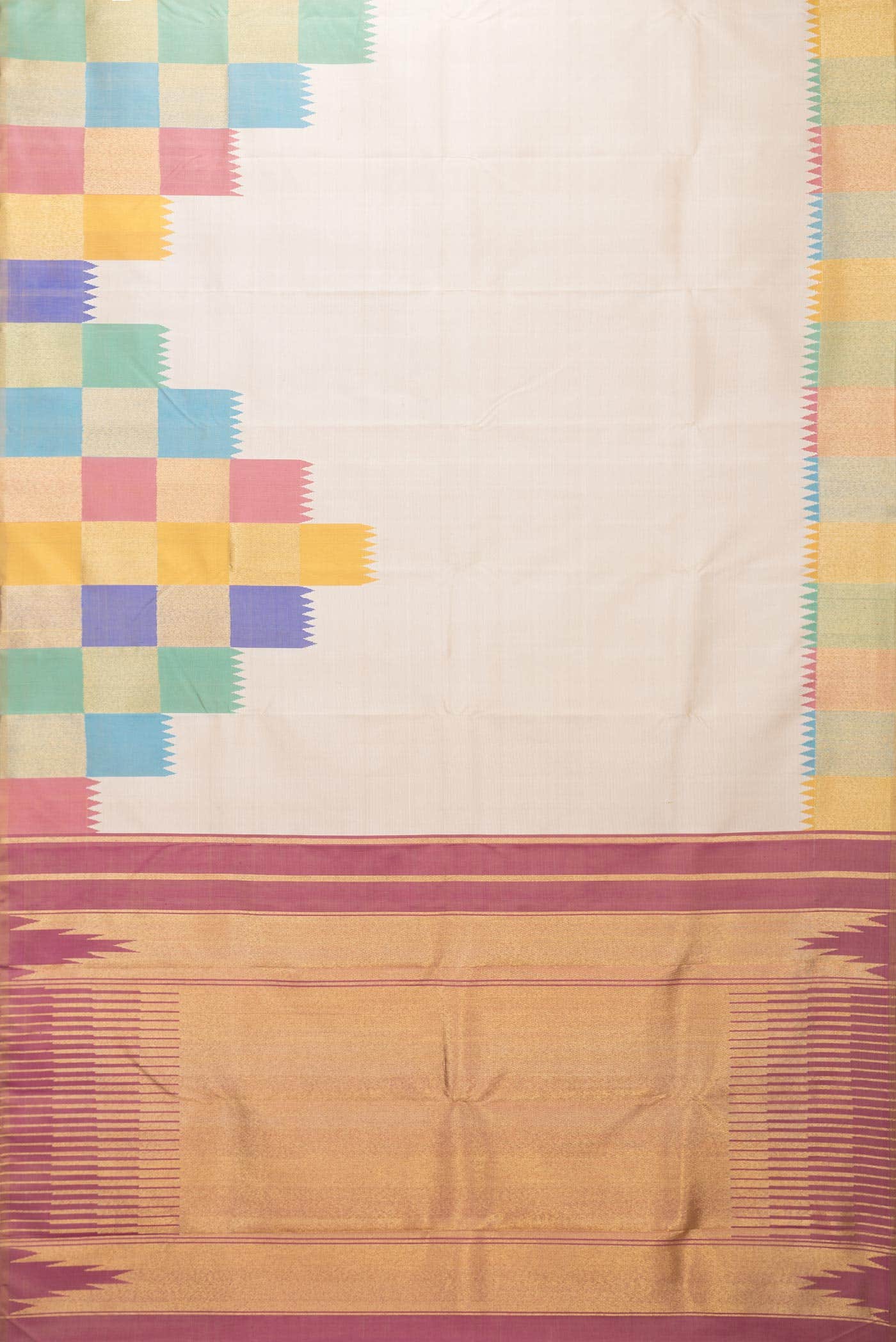 Pure Silk Pure Zari Beige Kanchipuram Saree
