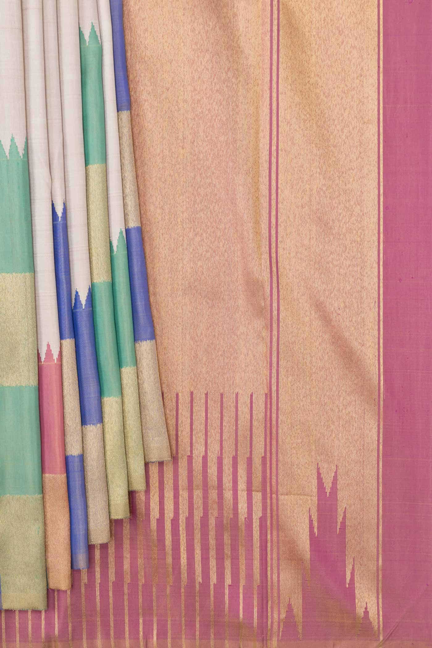 Pure Silk Pure Zari Beige Kanchipuram Saree
