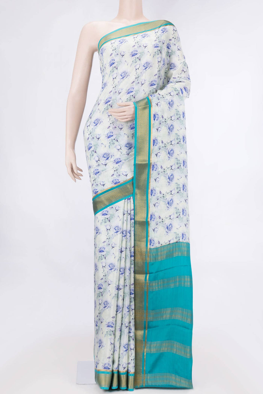 Beige Dual Tone Mysore Crepe Saree