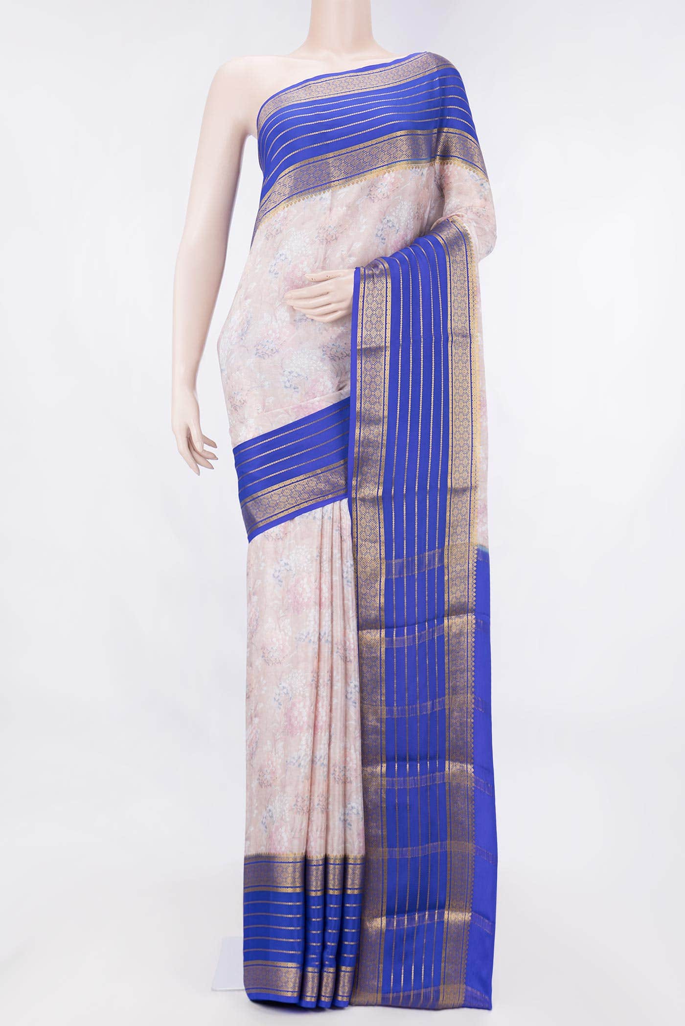 Golden Peach Dual Tone Mysore Crepe Saree