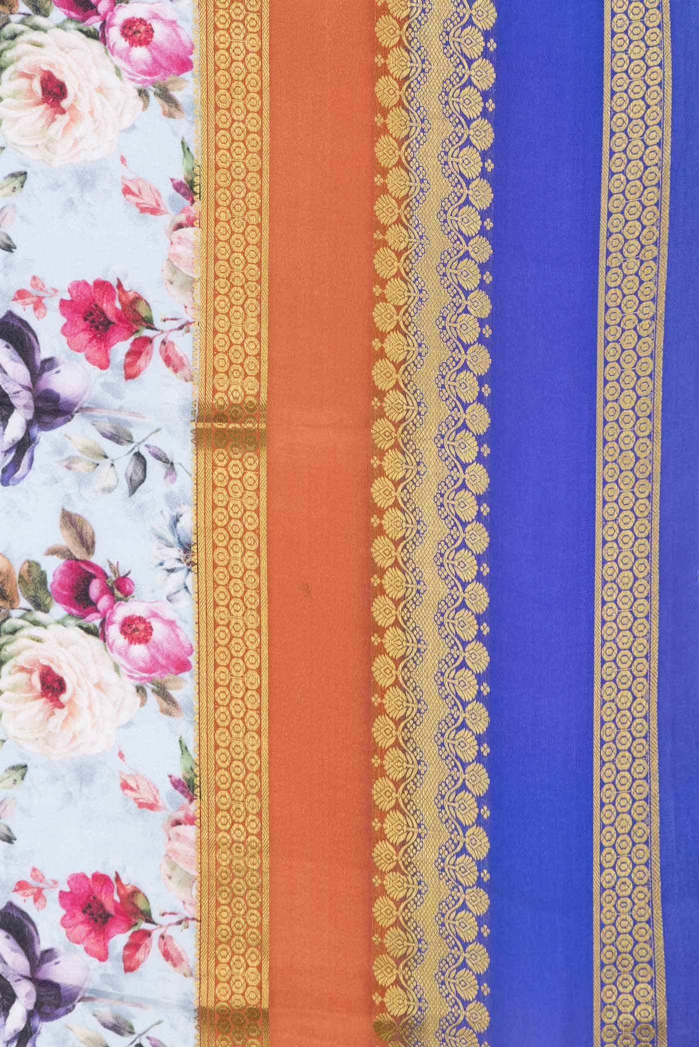 Light Blue Dual Tone Mysore Crepe Saree