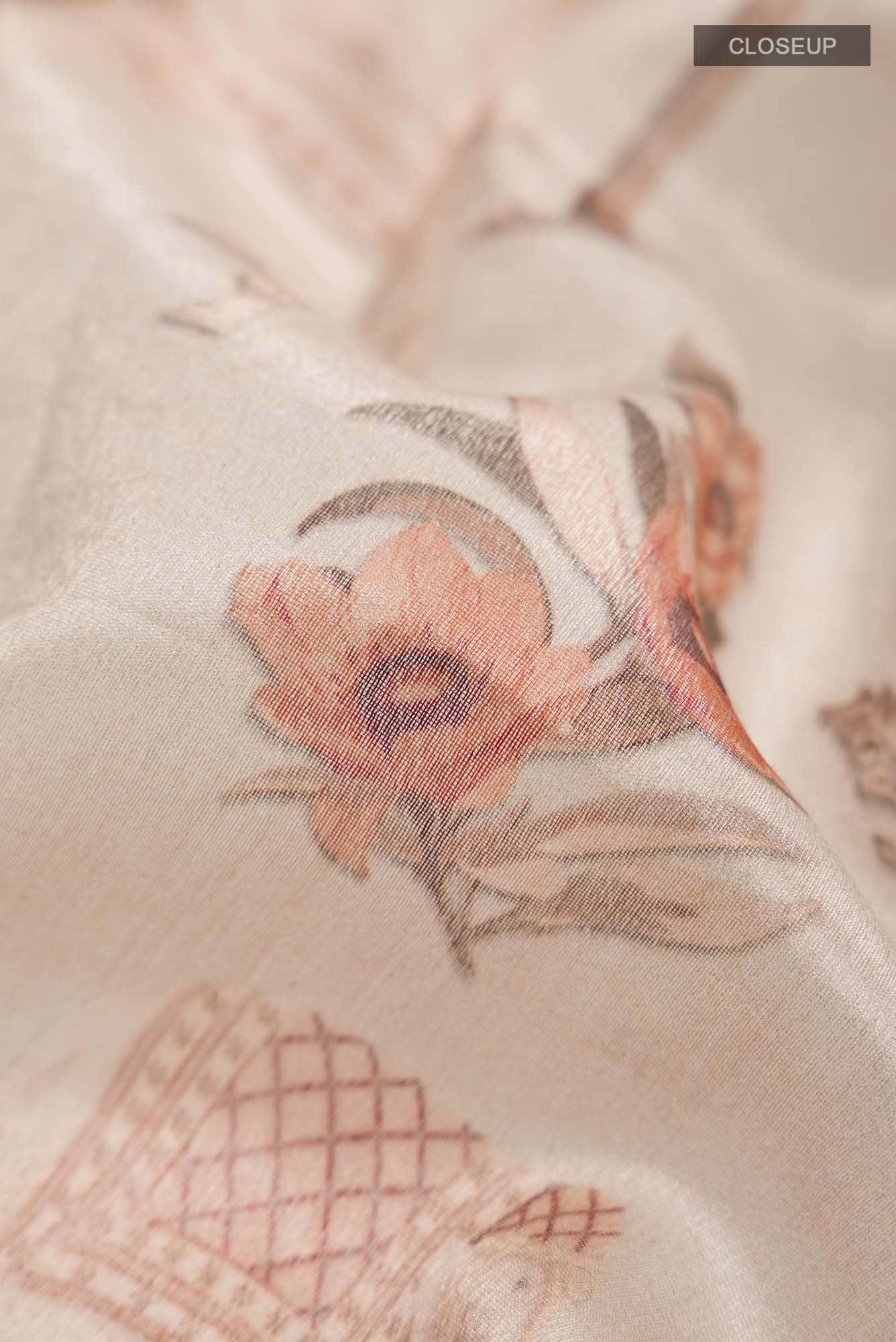 Peach Tissue Silk Saree