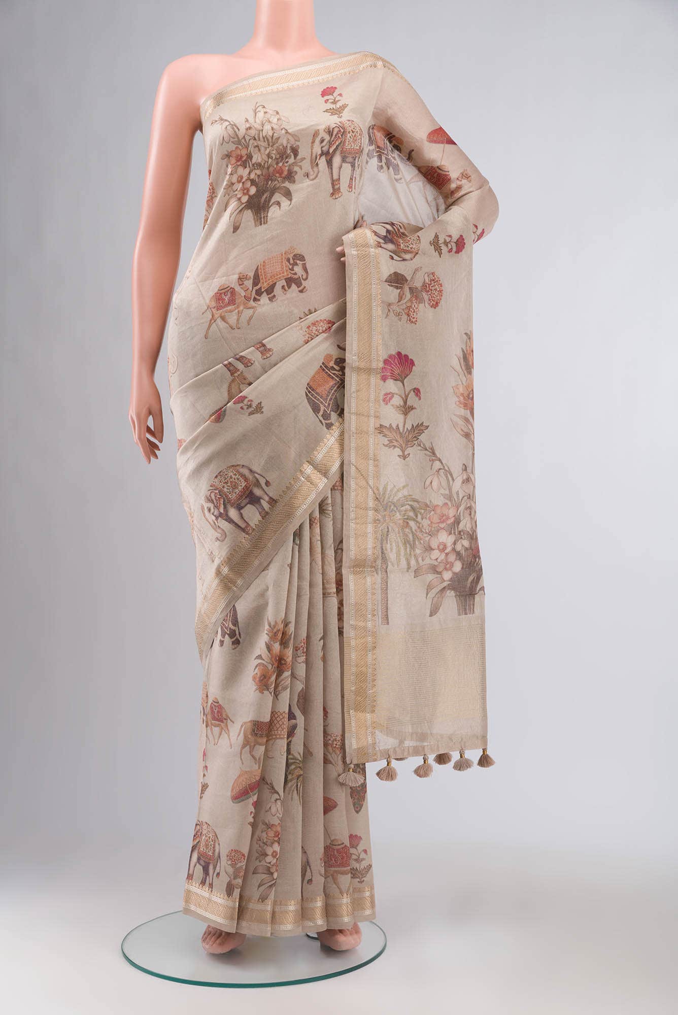 Peach Tissue Silk Saree