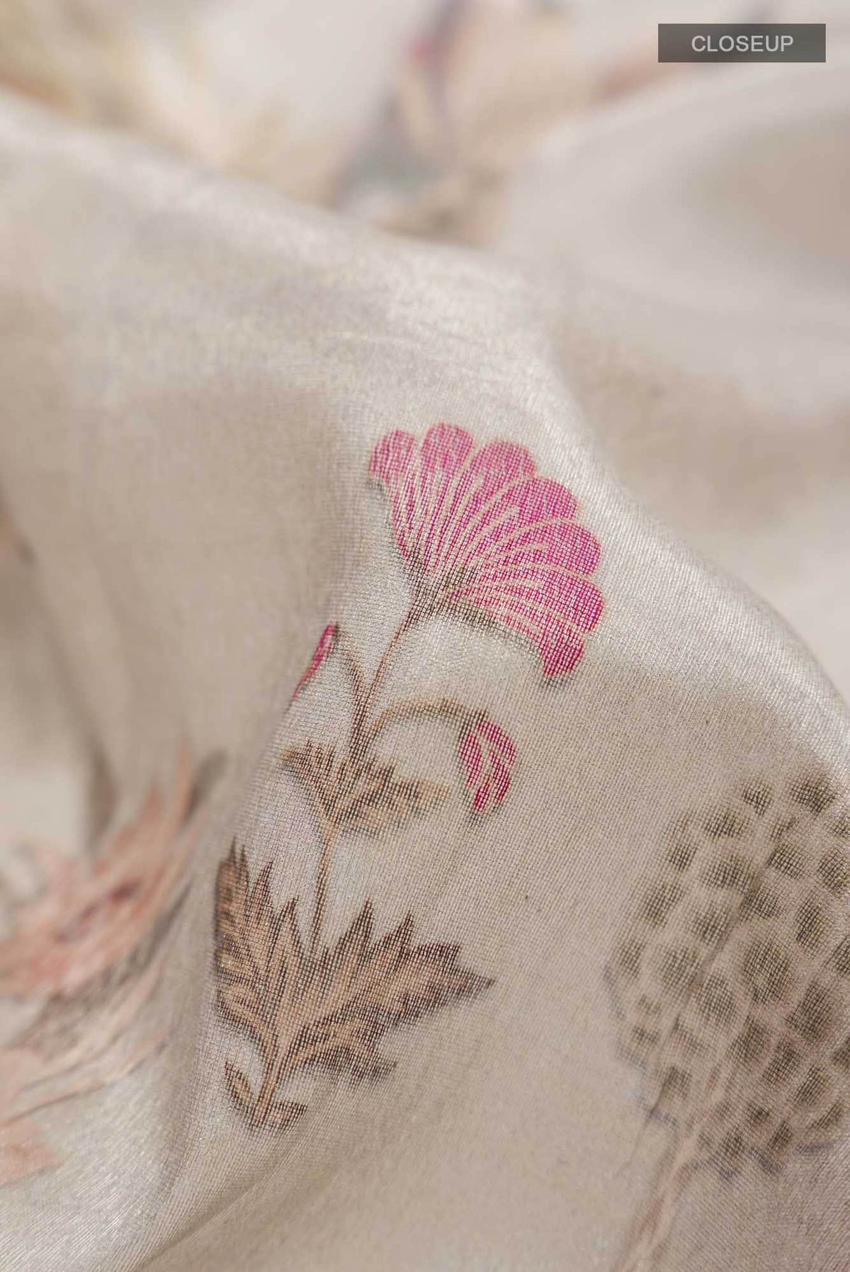 Grey Organza Silk Saree