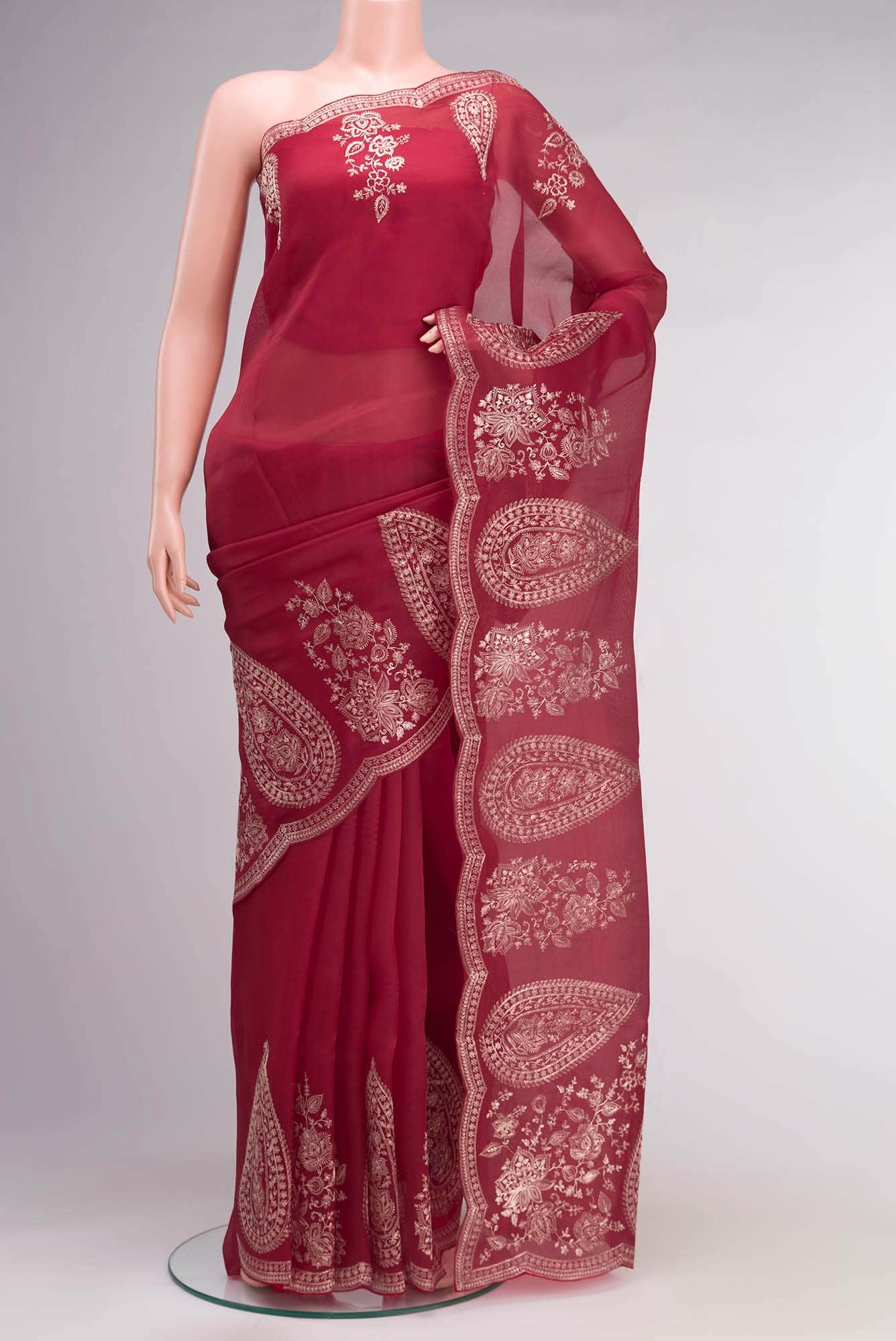 Red Organza Silk Saree