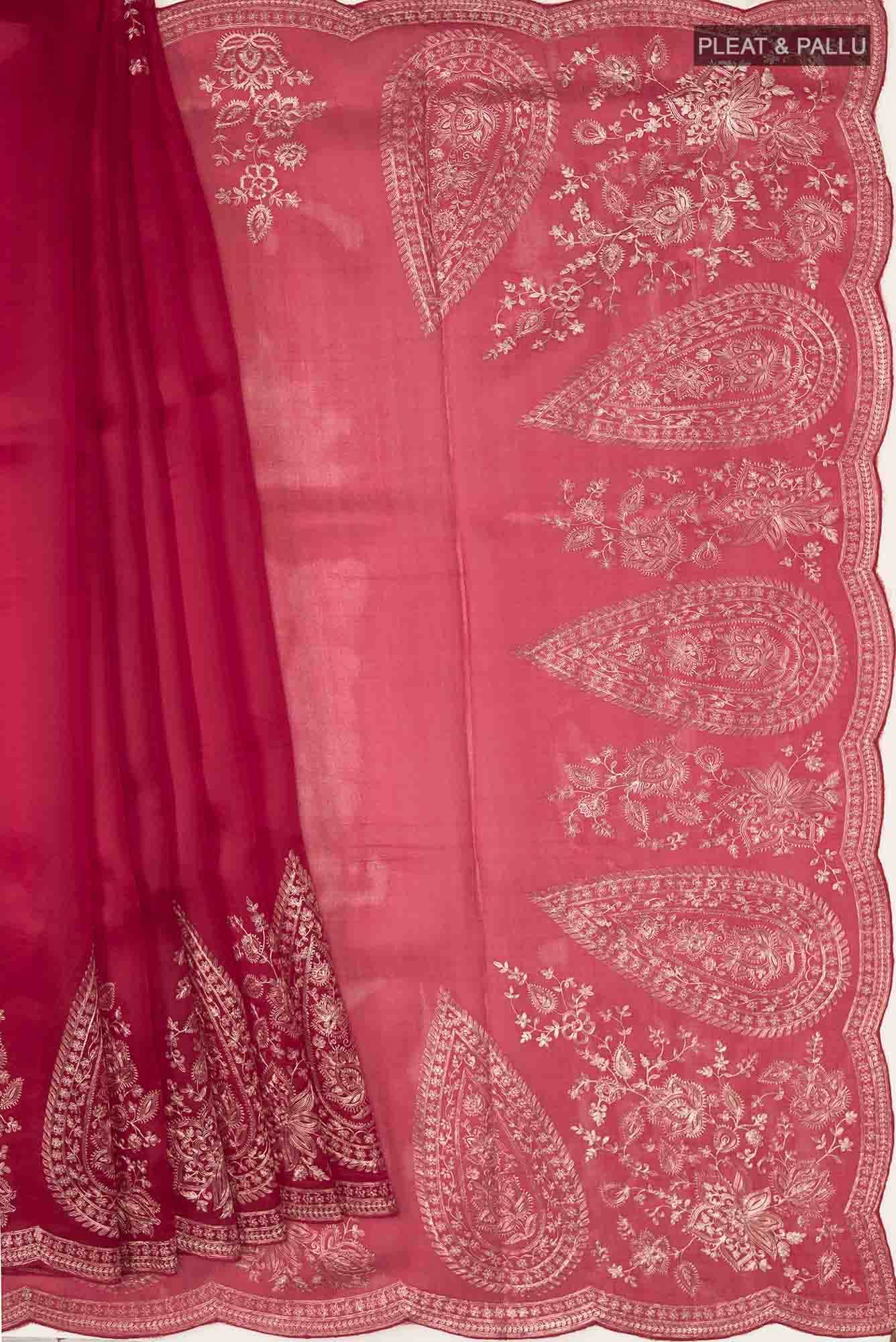 Red Organza Silk Saree