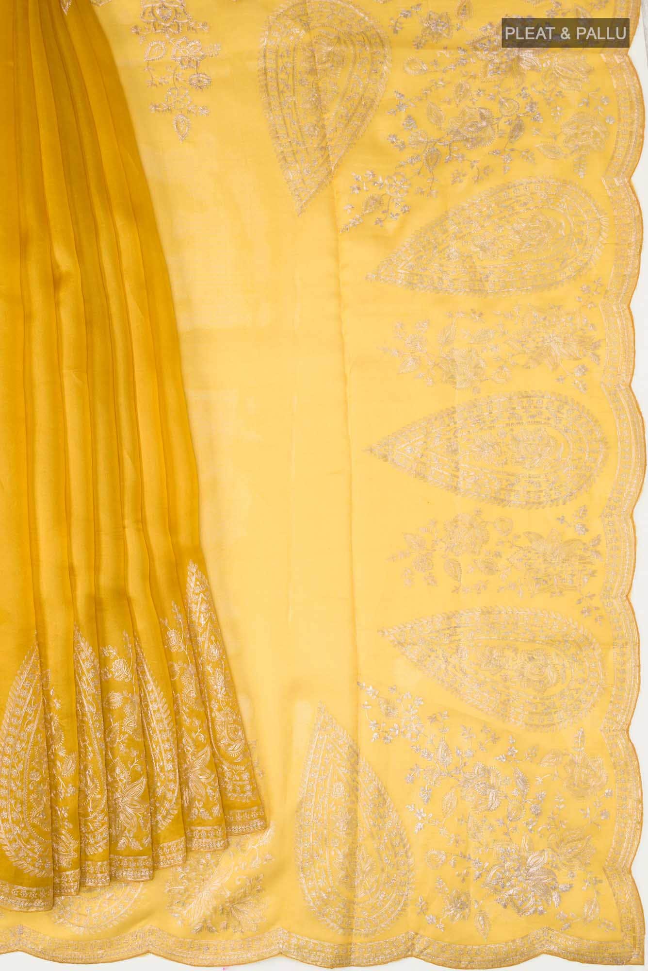 Yellow Organza Silk Saree