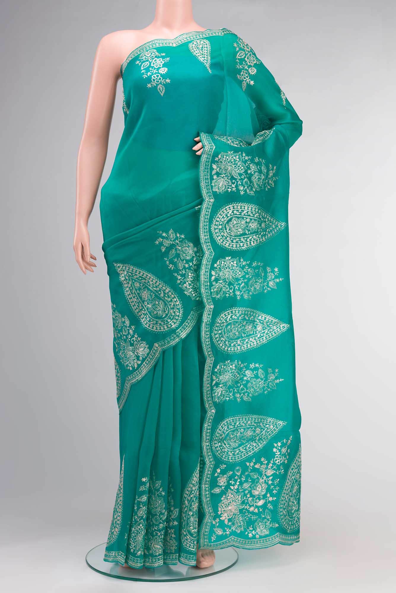 Green Organza Silk Saree