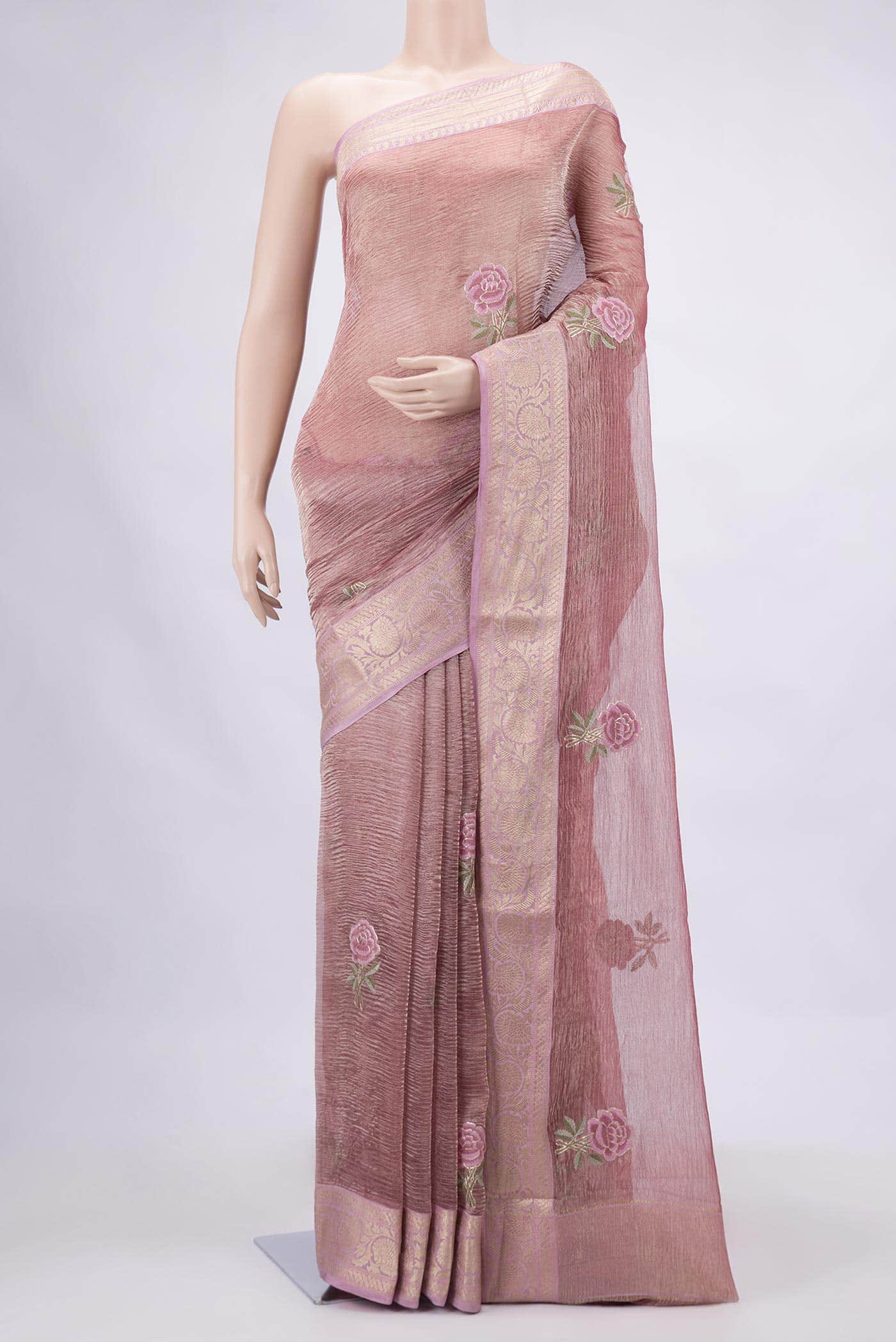 Pink Dual Tone Tissue Silk Saree