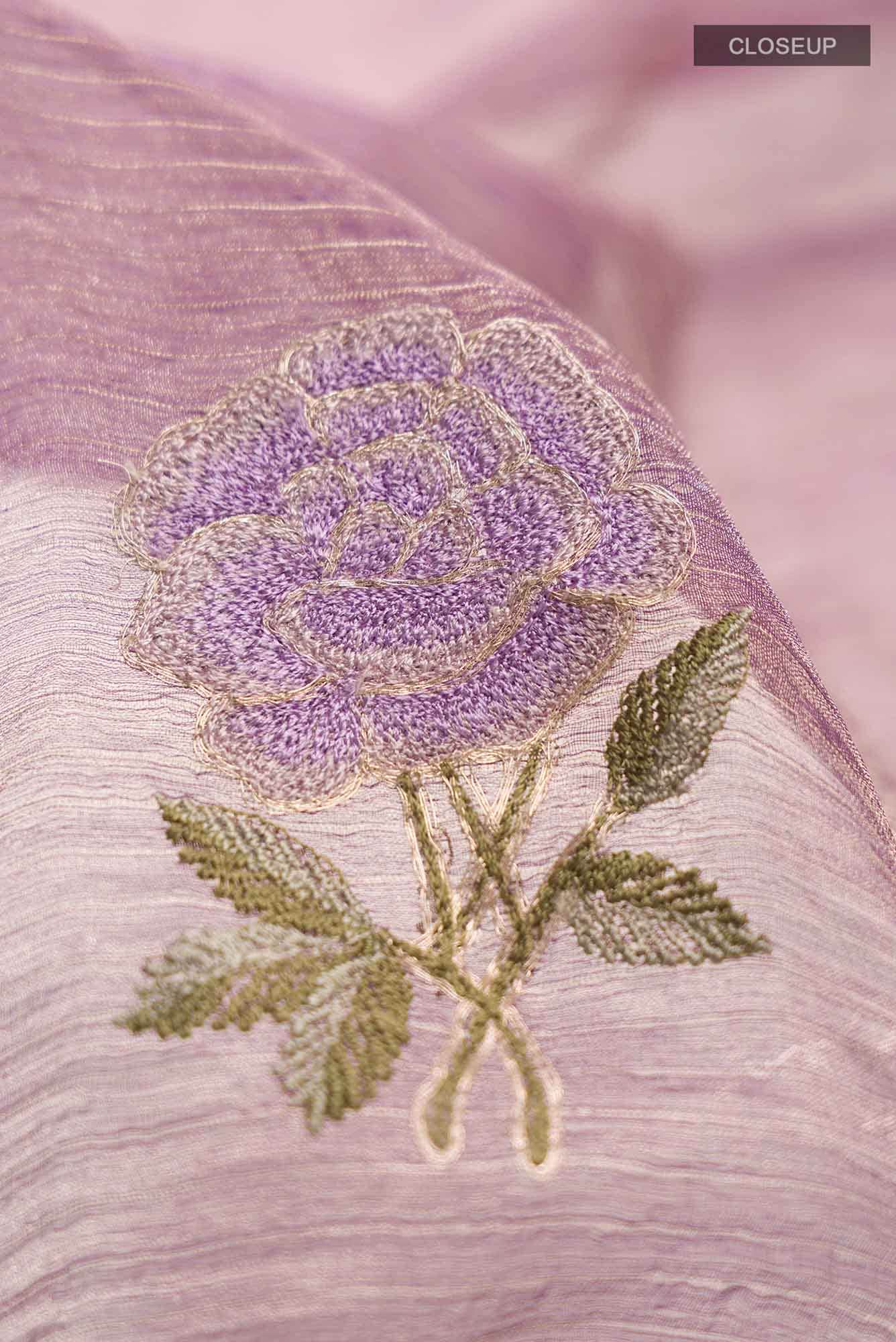 Lavender Organza Silk Saree