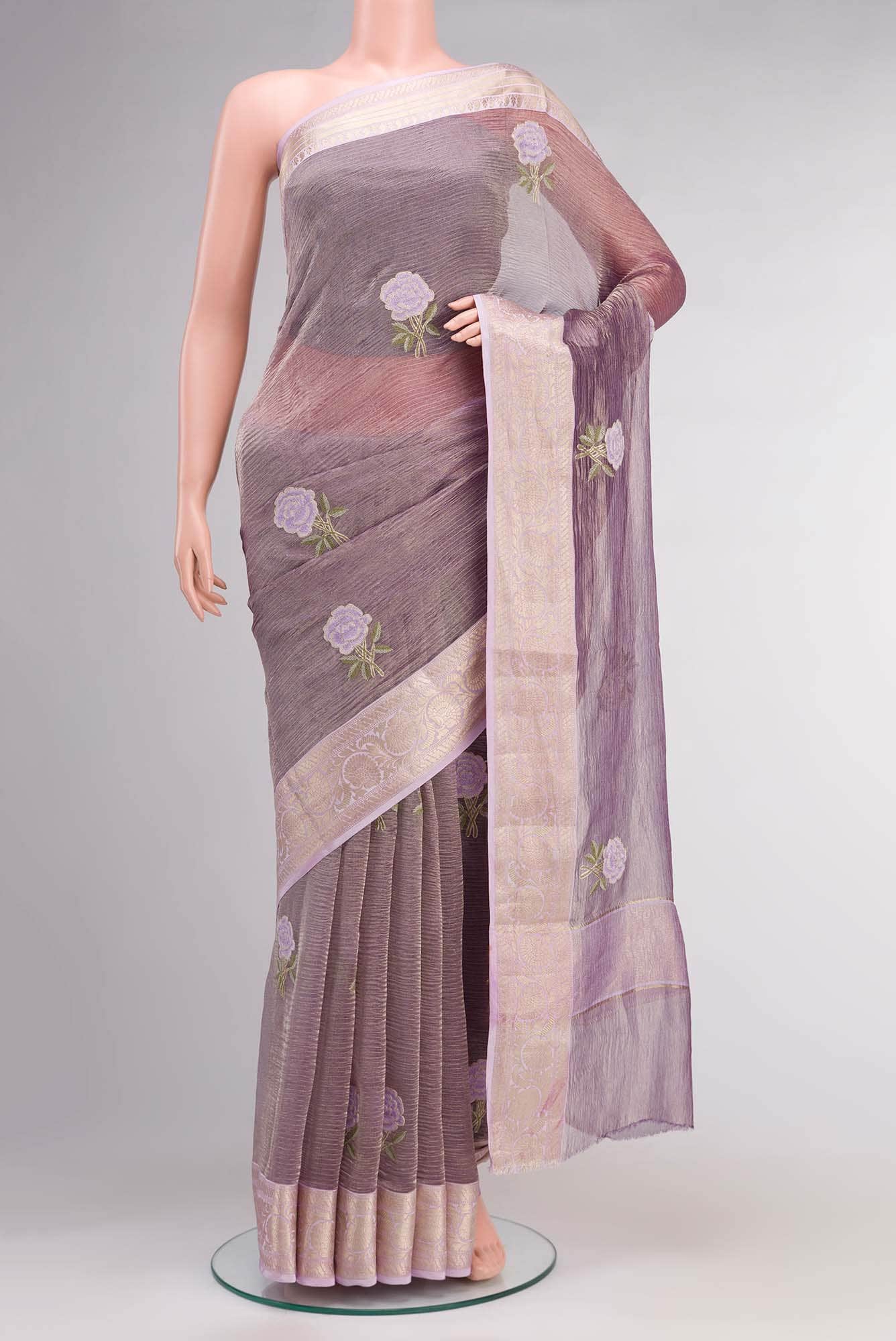 Lavender Organza Silk Saree