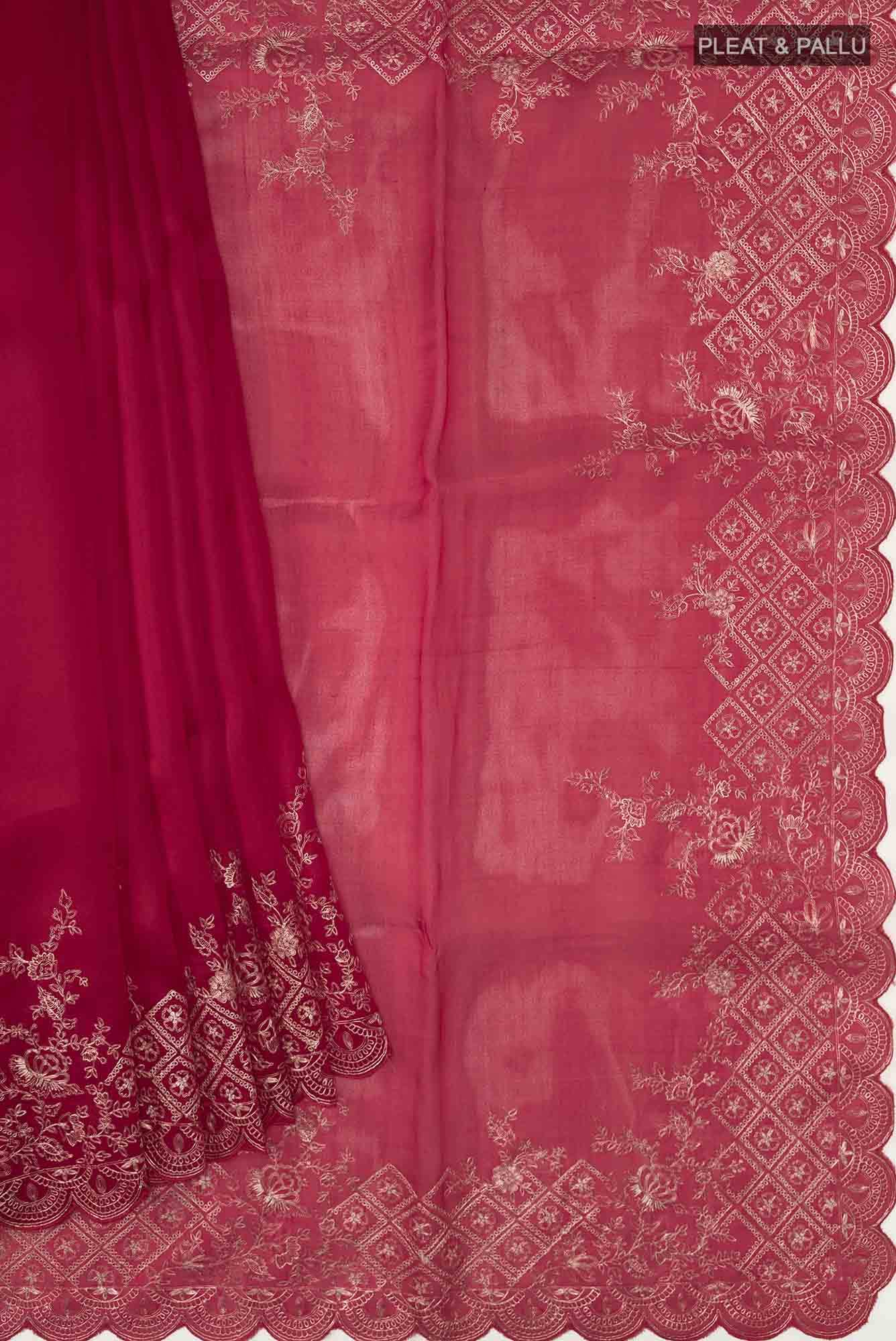 Maroon Organza Silk Saree