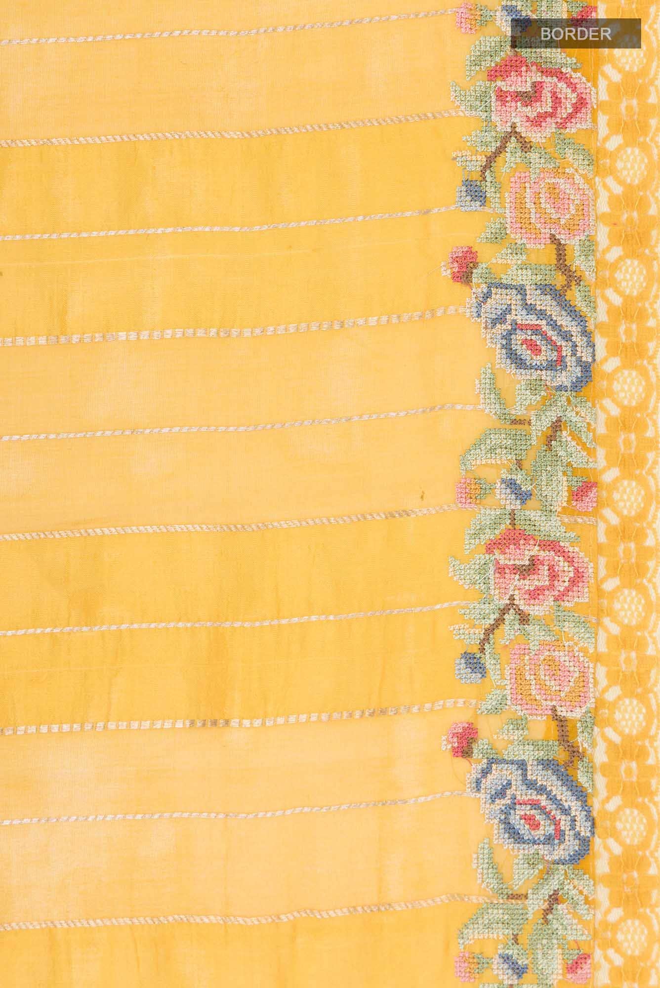 Yellow Organza Silk Saree