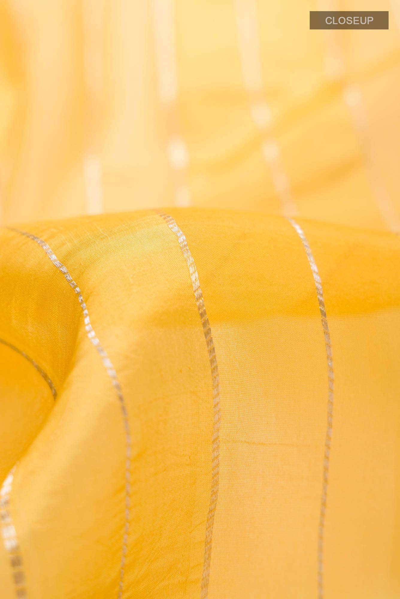 Yellow Organza Silk Saree