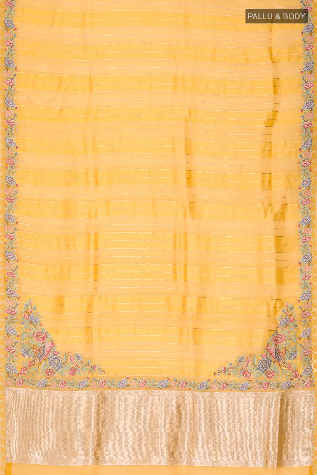 Yellow Organza Silk Saree
