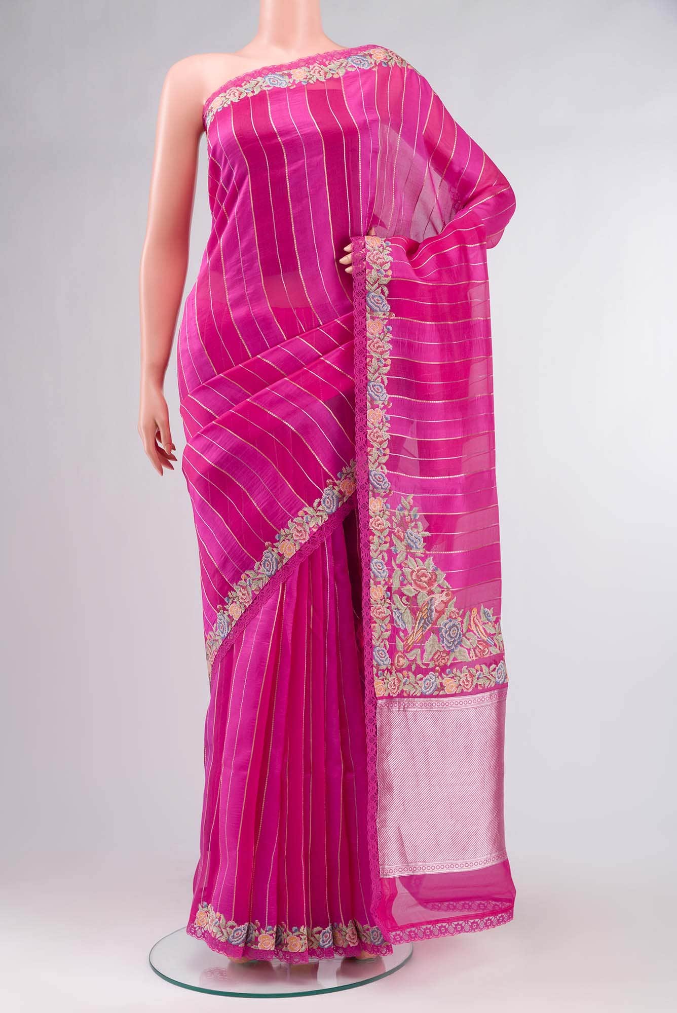Pink Organza Silk Saree