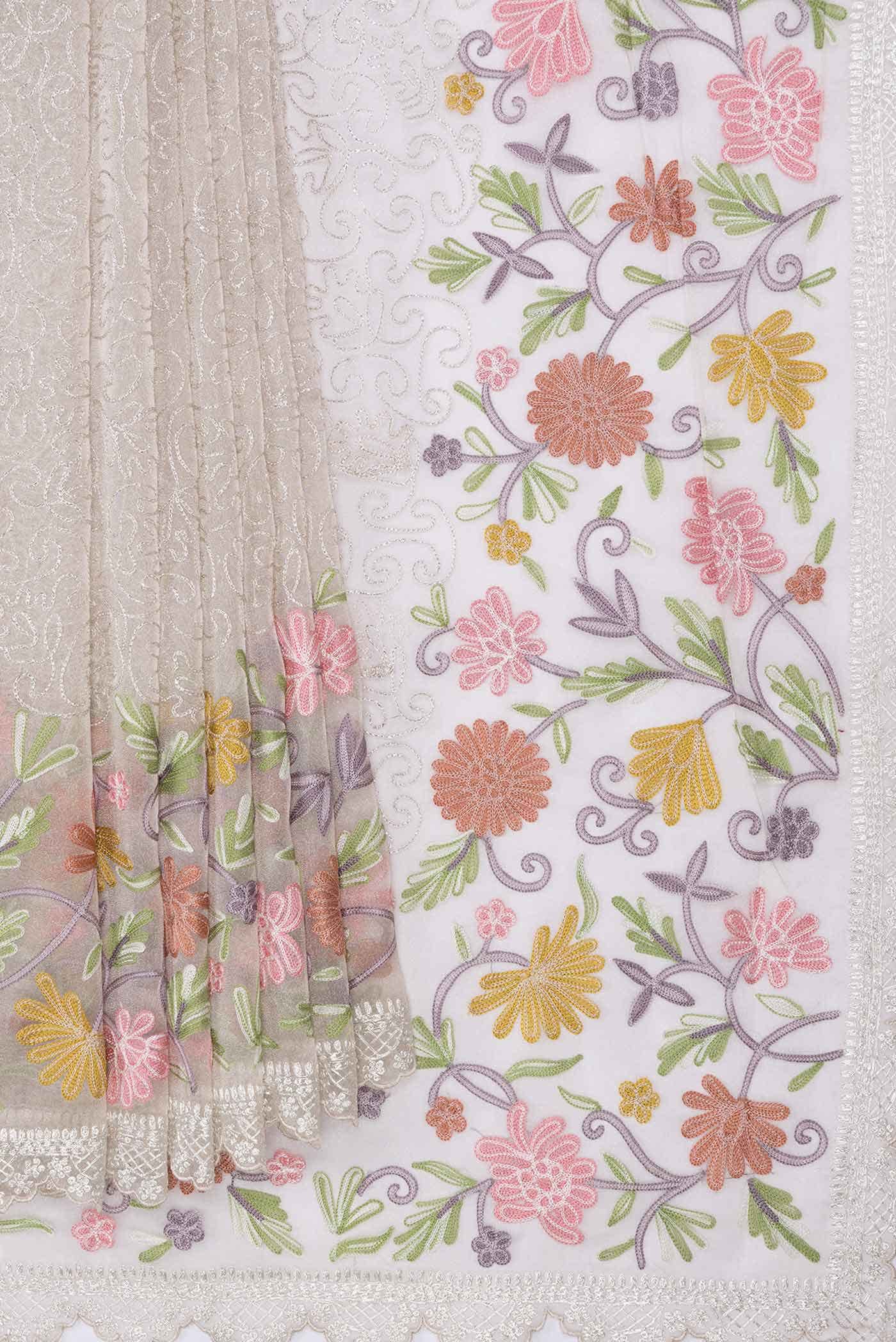 Beige Dual Tone Tissue Silk Saree