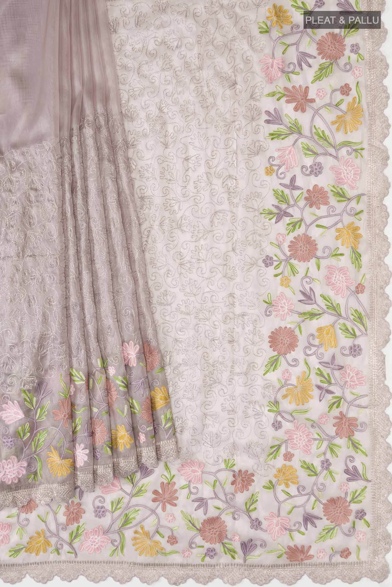 Lavender Tissue Silk Saree