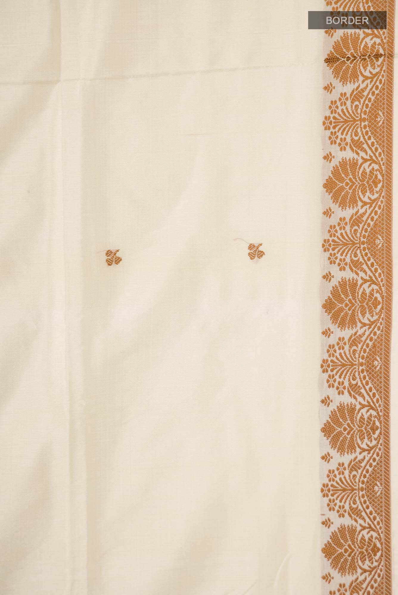 Cream Banarasi Silk Saree