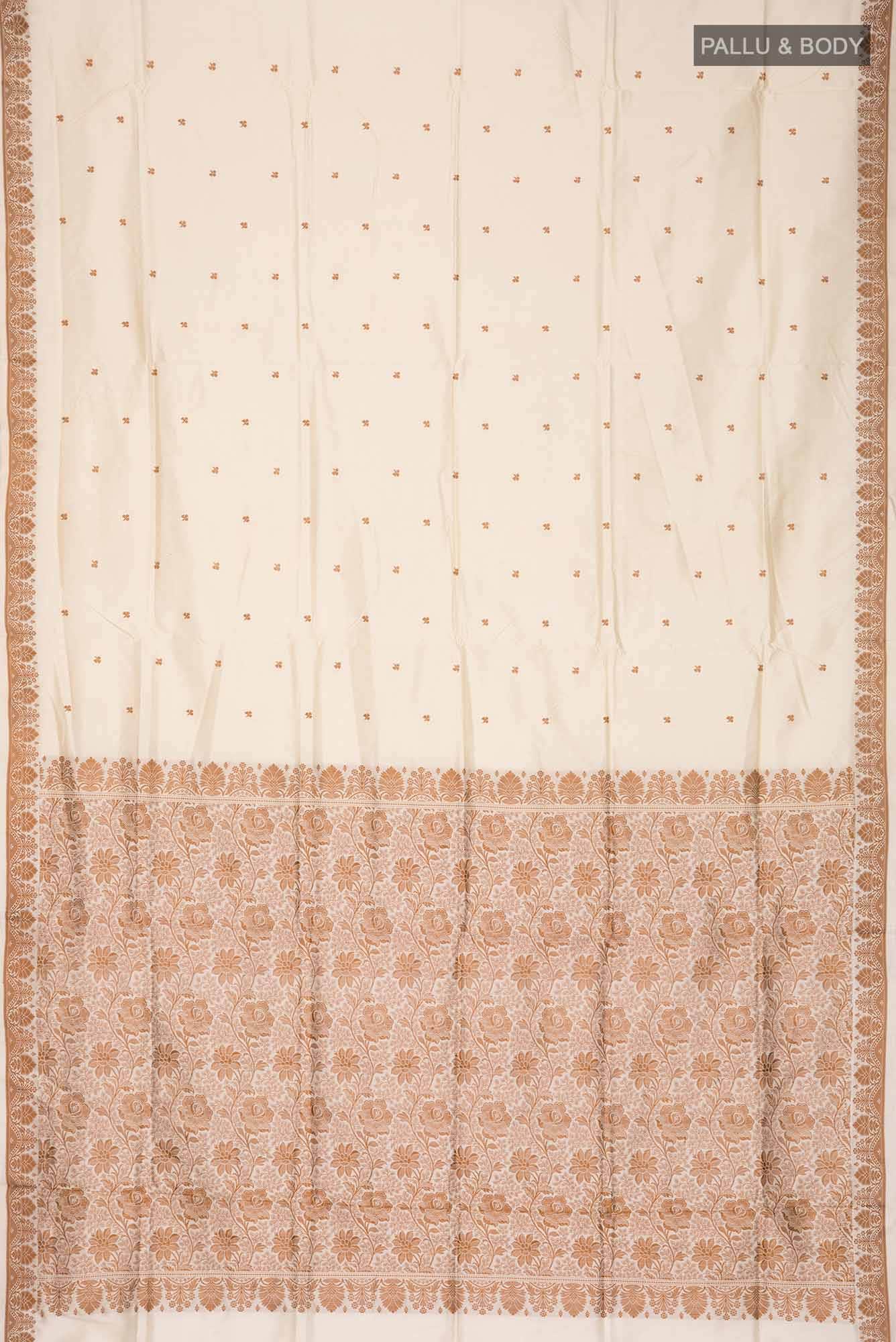 Cream Banarasi Silk Saree