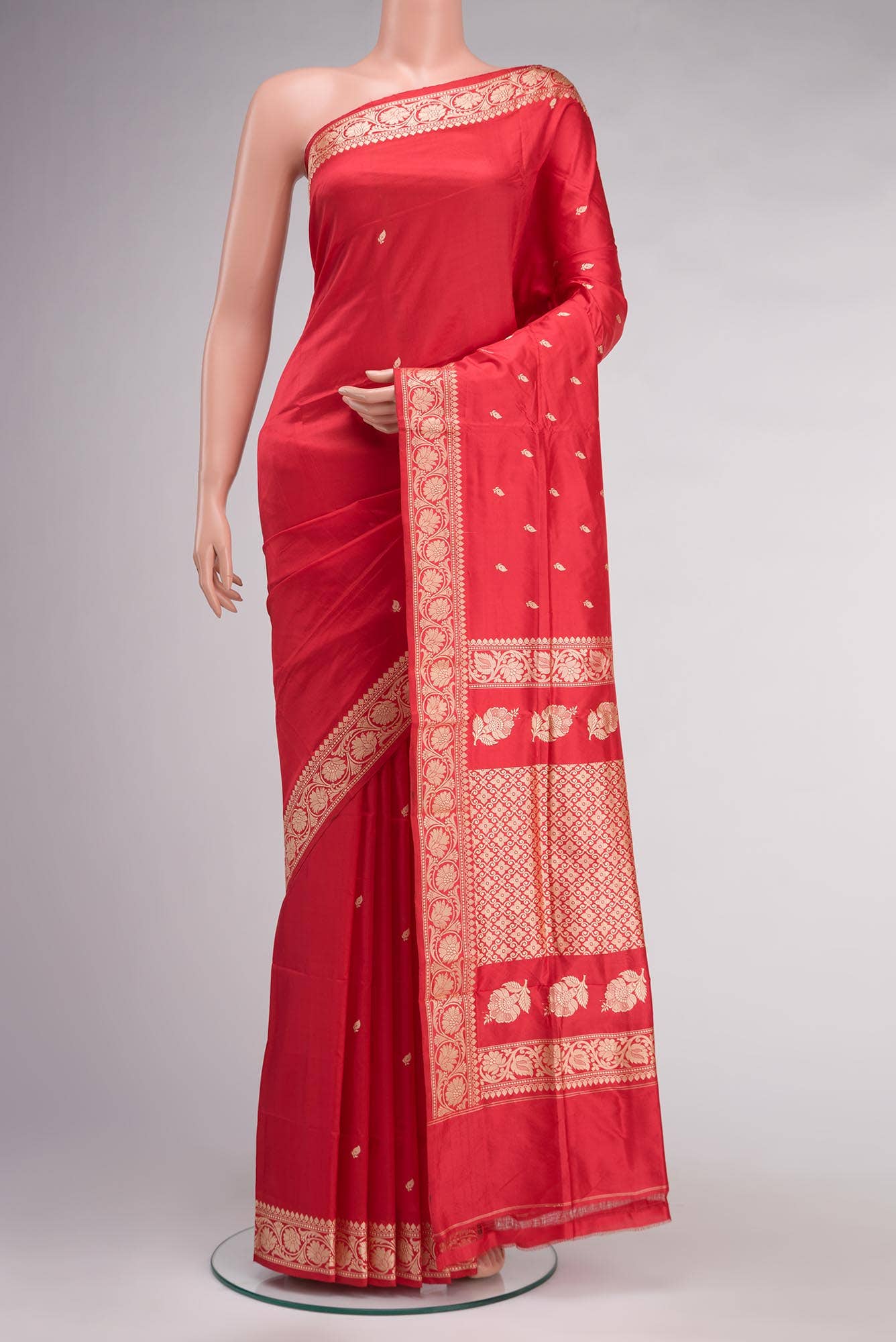 Red Banarasi Katan Silk Saree