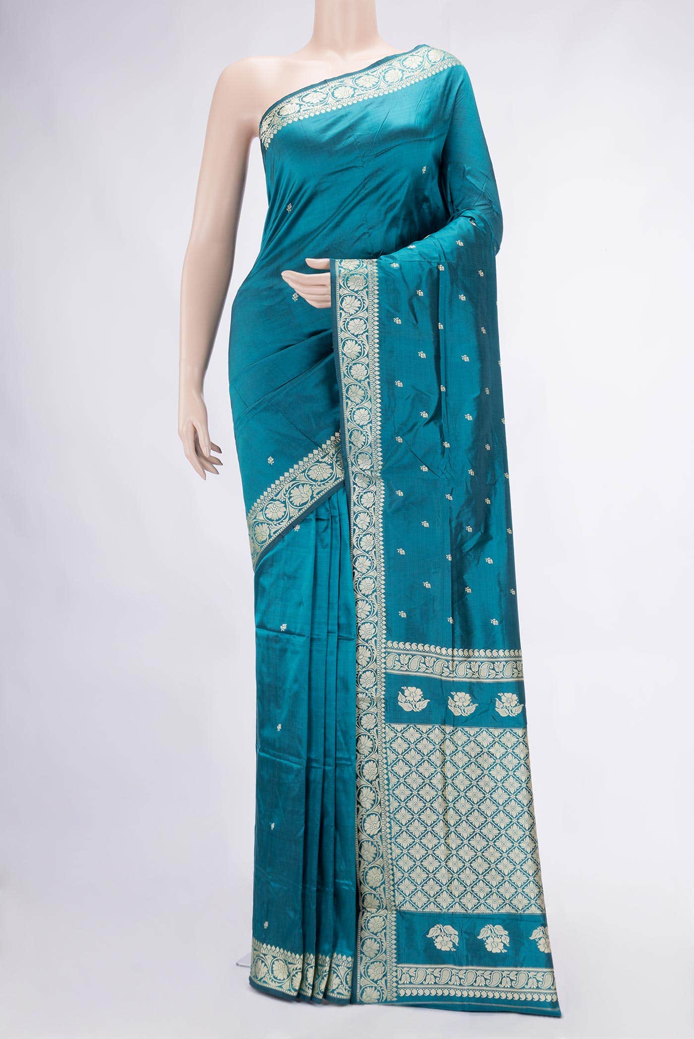 Maya Blue Dual Tone Banarasi Silk Saree