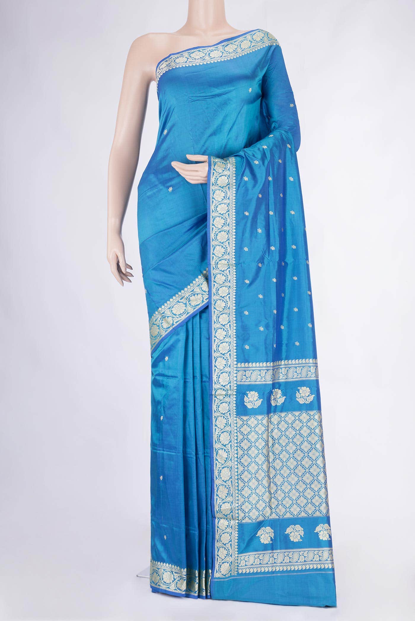 Sky Blue Dual Tone Banarasi Silk Saree