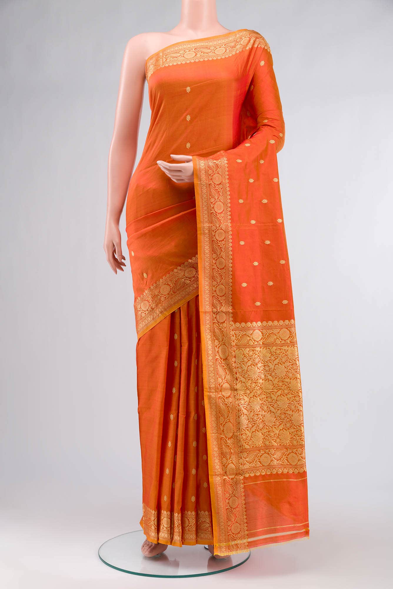 Orange Banarasi Katan Silk Saree