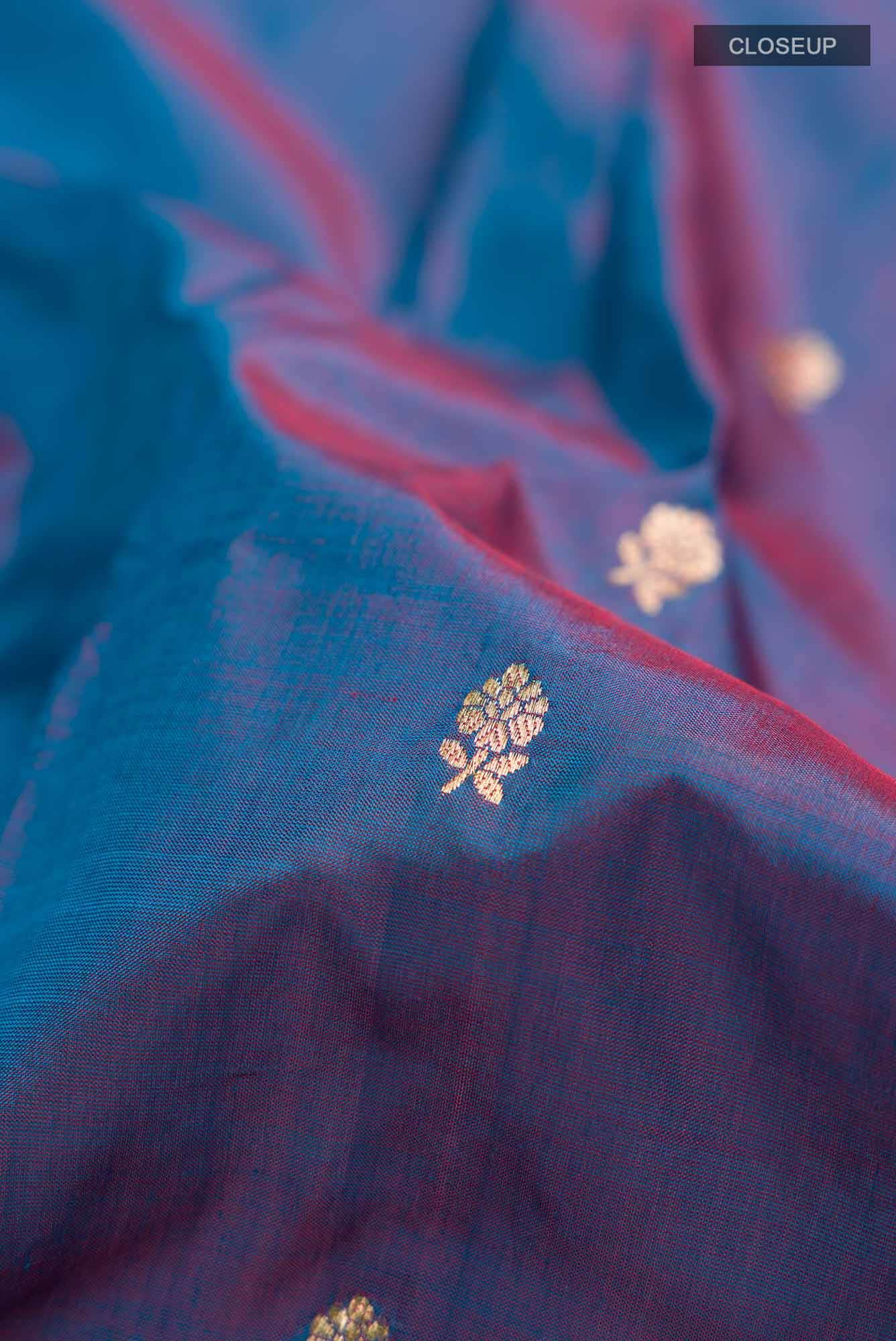 Blue Banarasi Katan Silk Saree