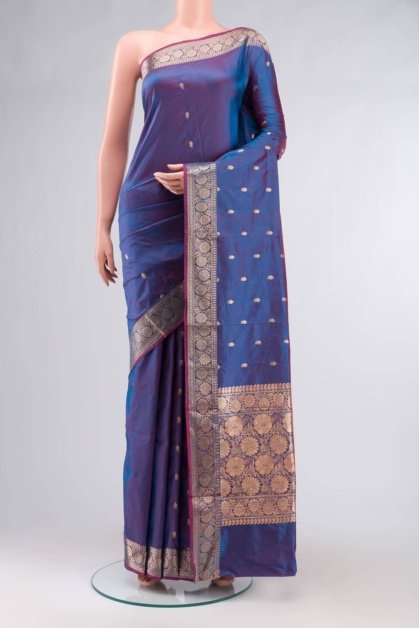 Blue Banarasi Katan Silk Saree