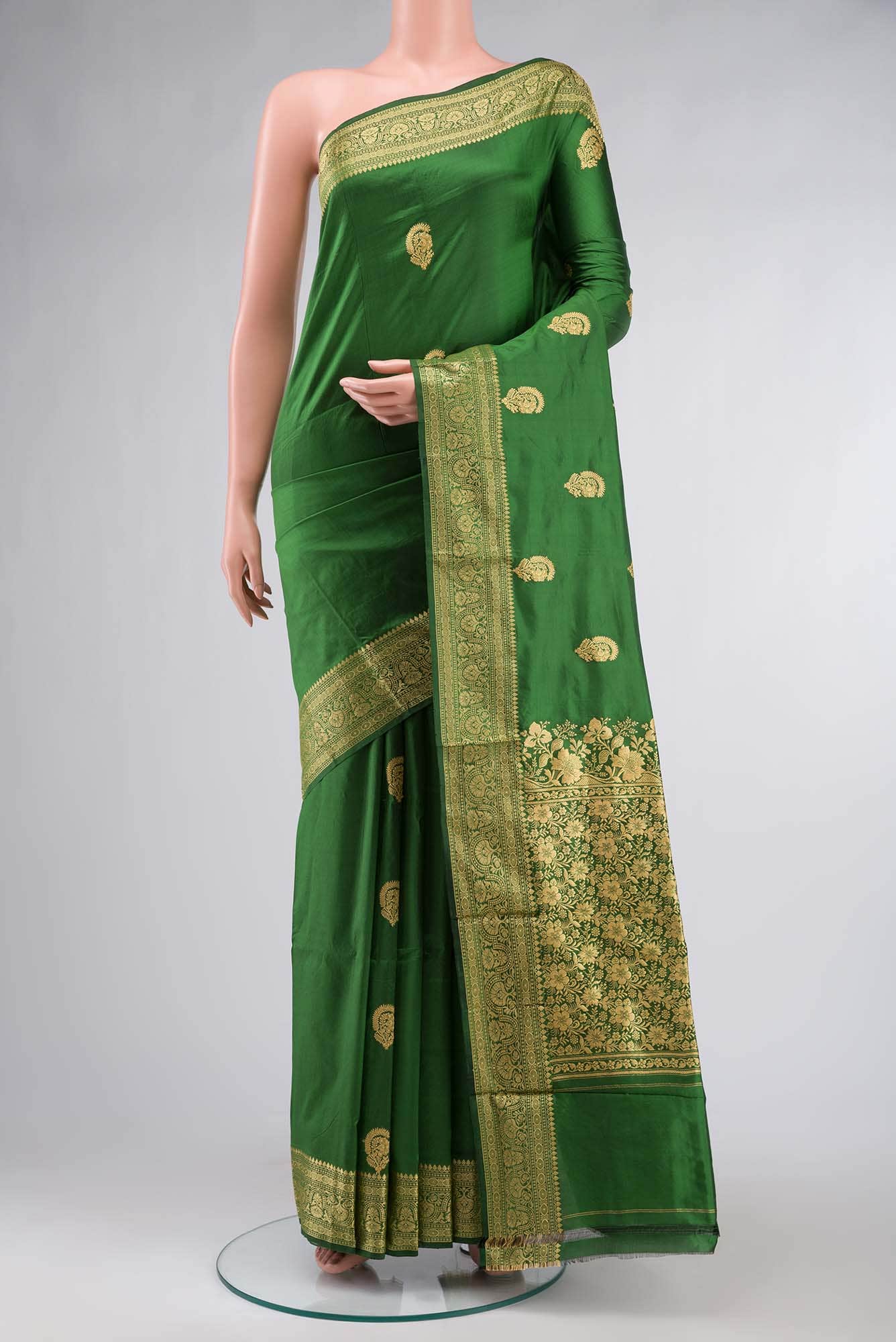 Green Banarasi Katan Silk Saree