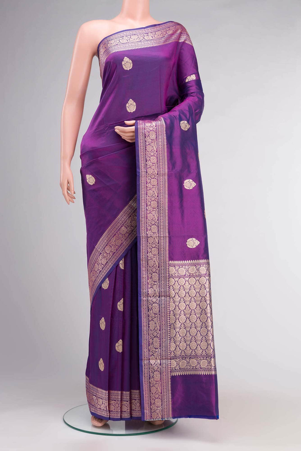 Purple Banarasi Katan Silk Saree