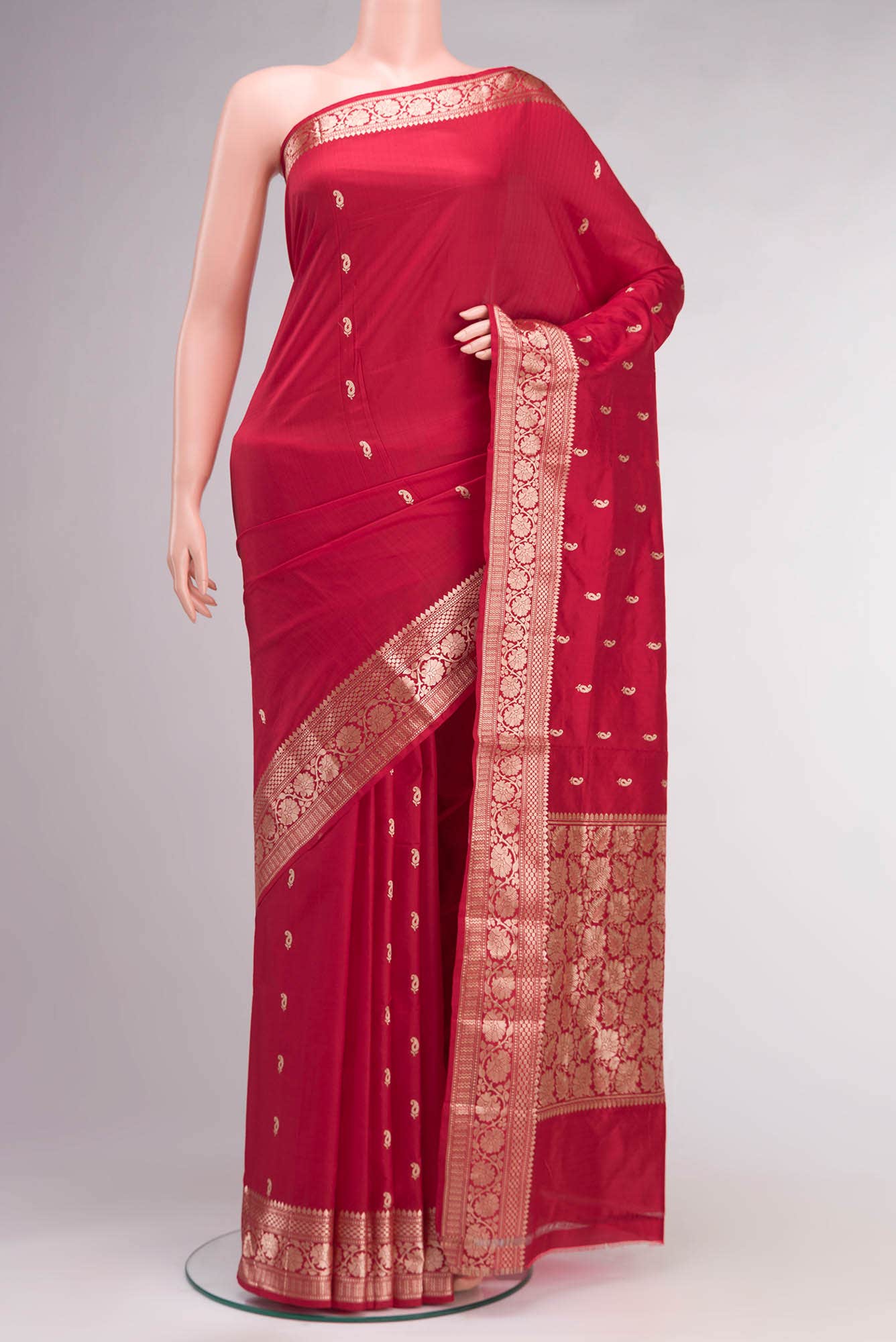 Red Banarasi Katan Silk Saree