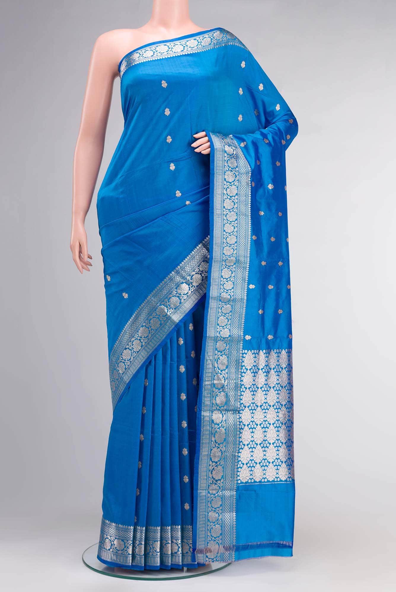 Blue Banarasi Katan Silk Saree