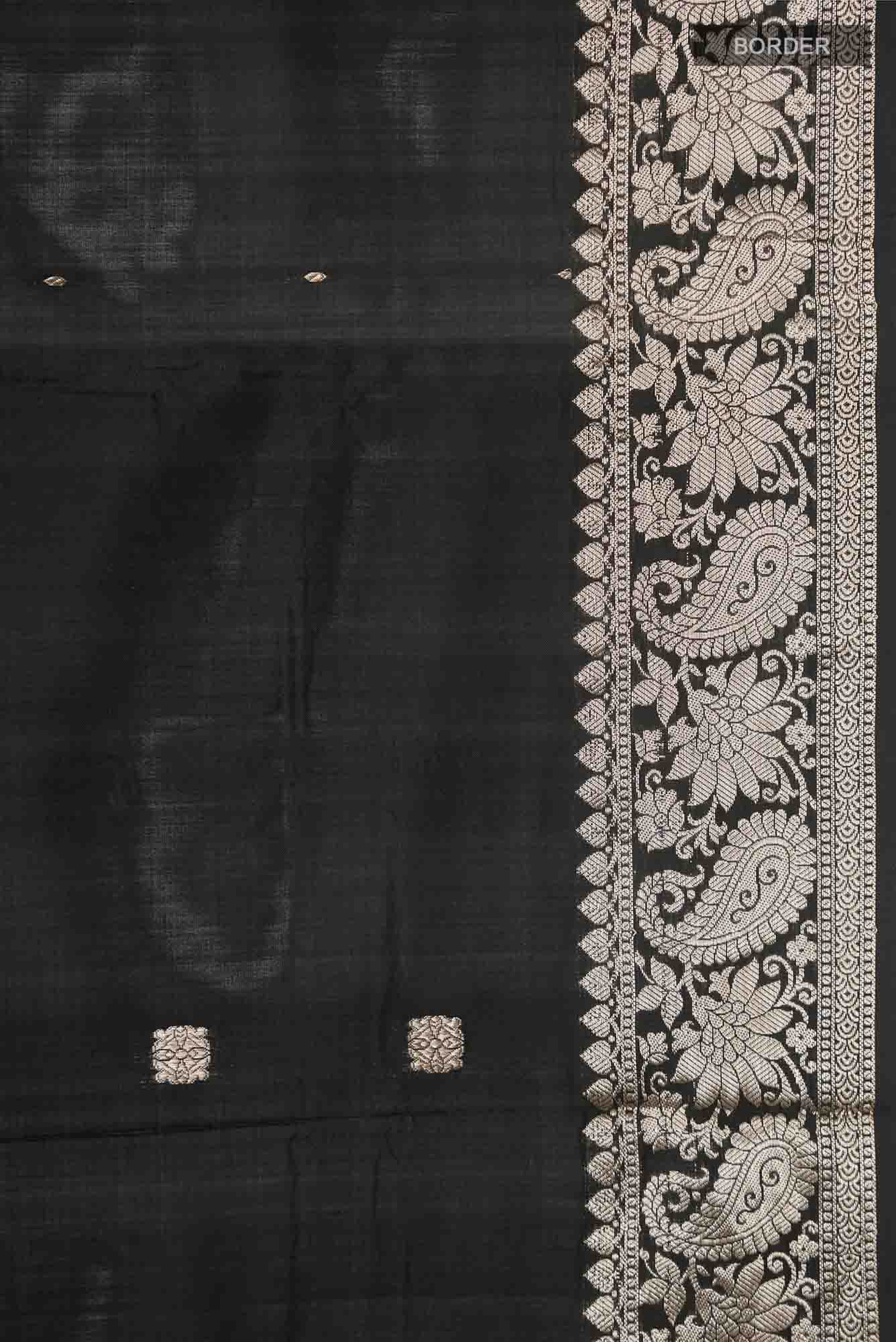 Black Banarasi Katan Silk Saree