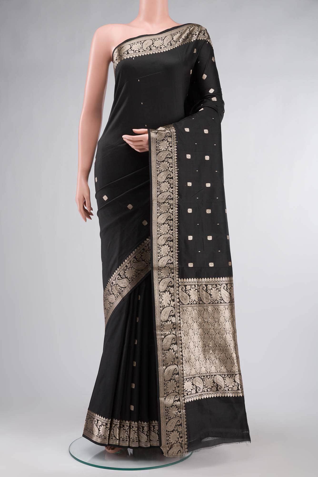 Black Banarasi Katan Silk Saree