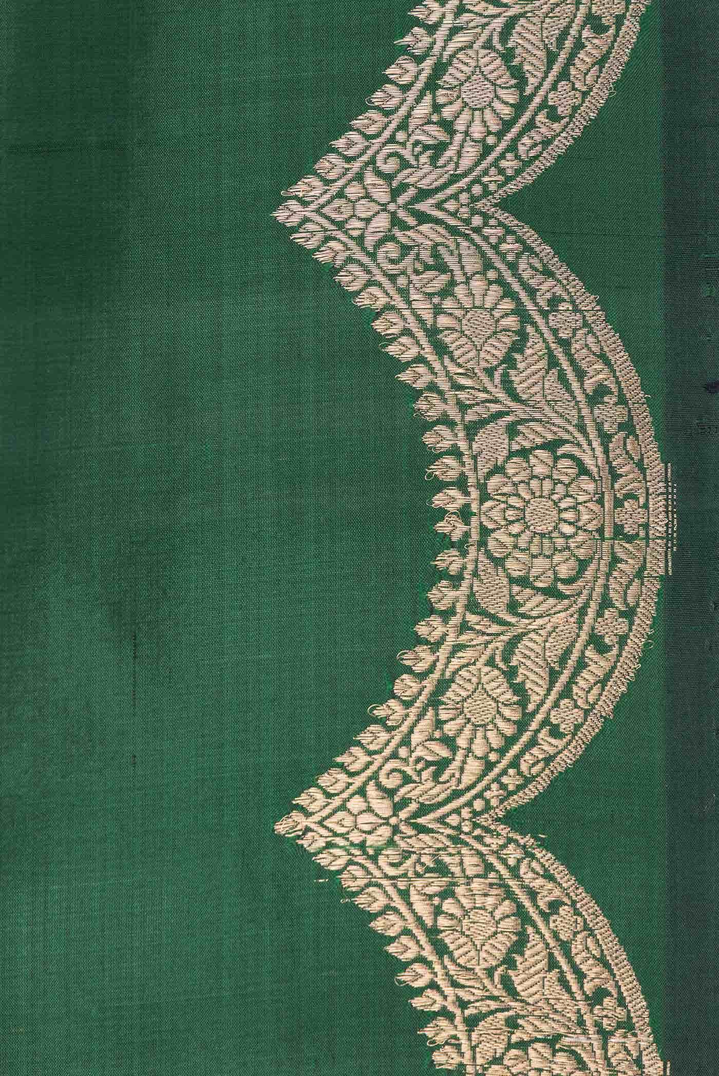 Bottle Green Dual Tone Banarasi Silk Saree