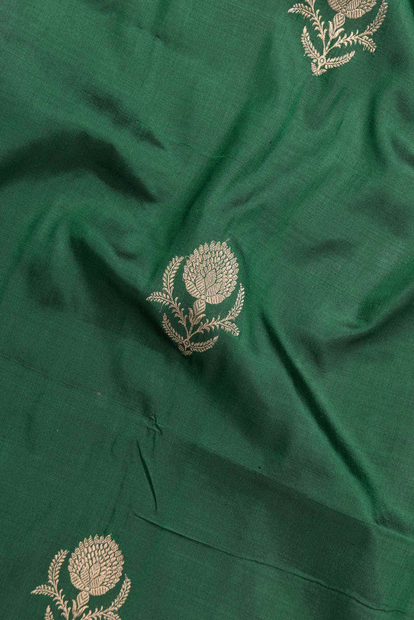 Bottle Green Dual Tone Banarasi Silk Saree