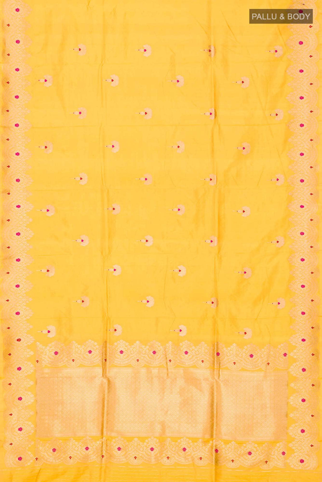 Yellow Banarasi Katan Silk Saree