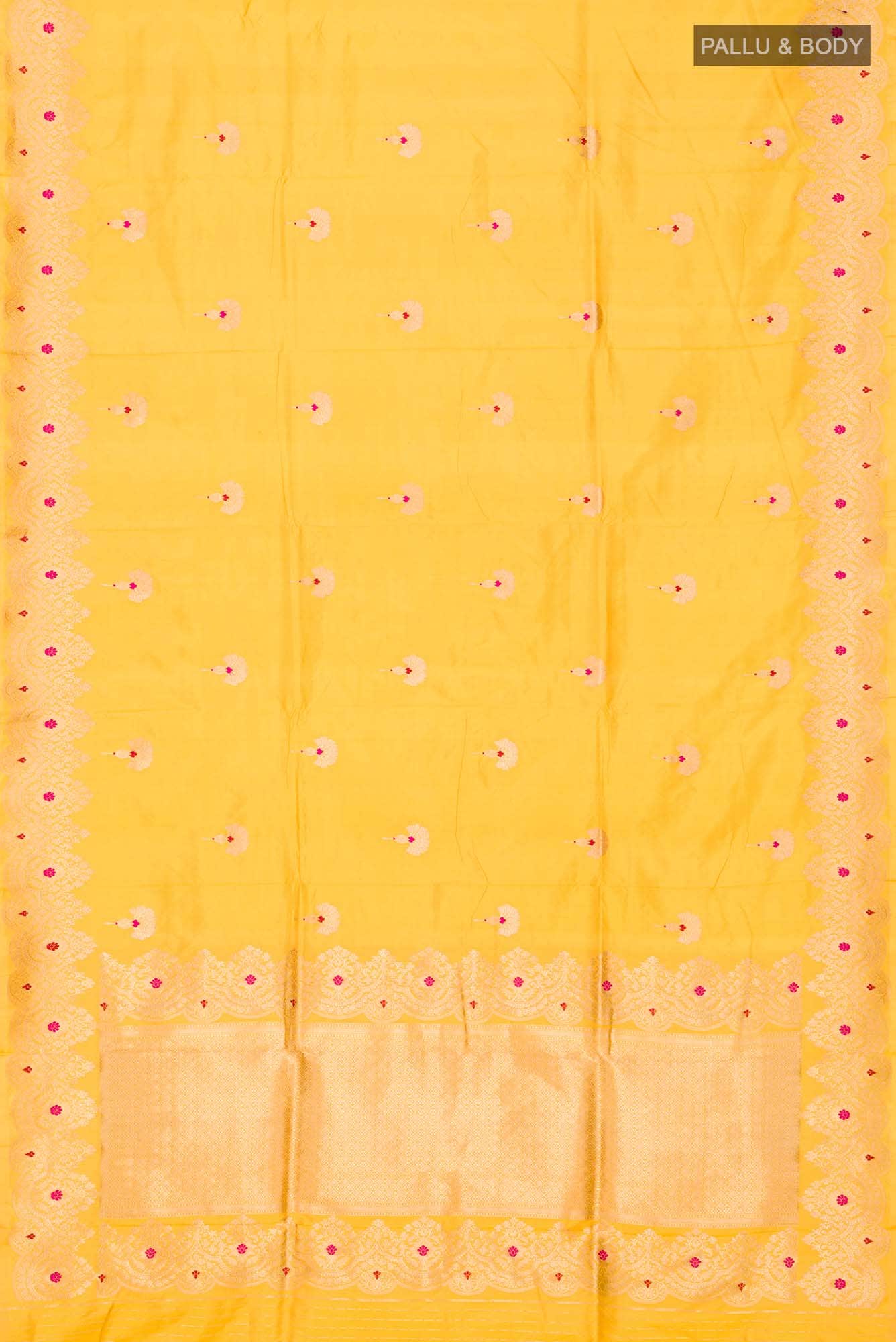 Yellow Banarasi Katan Silk Saree