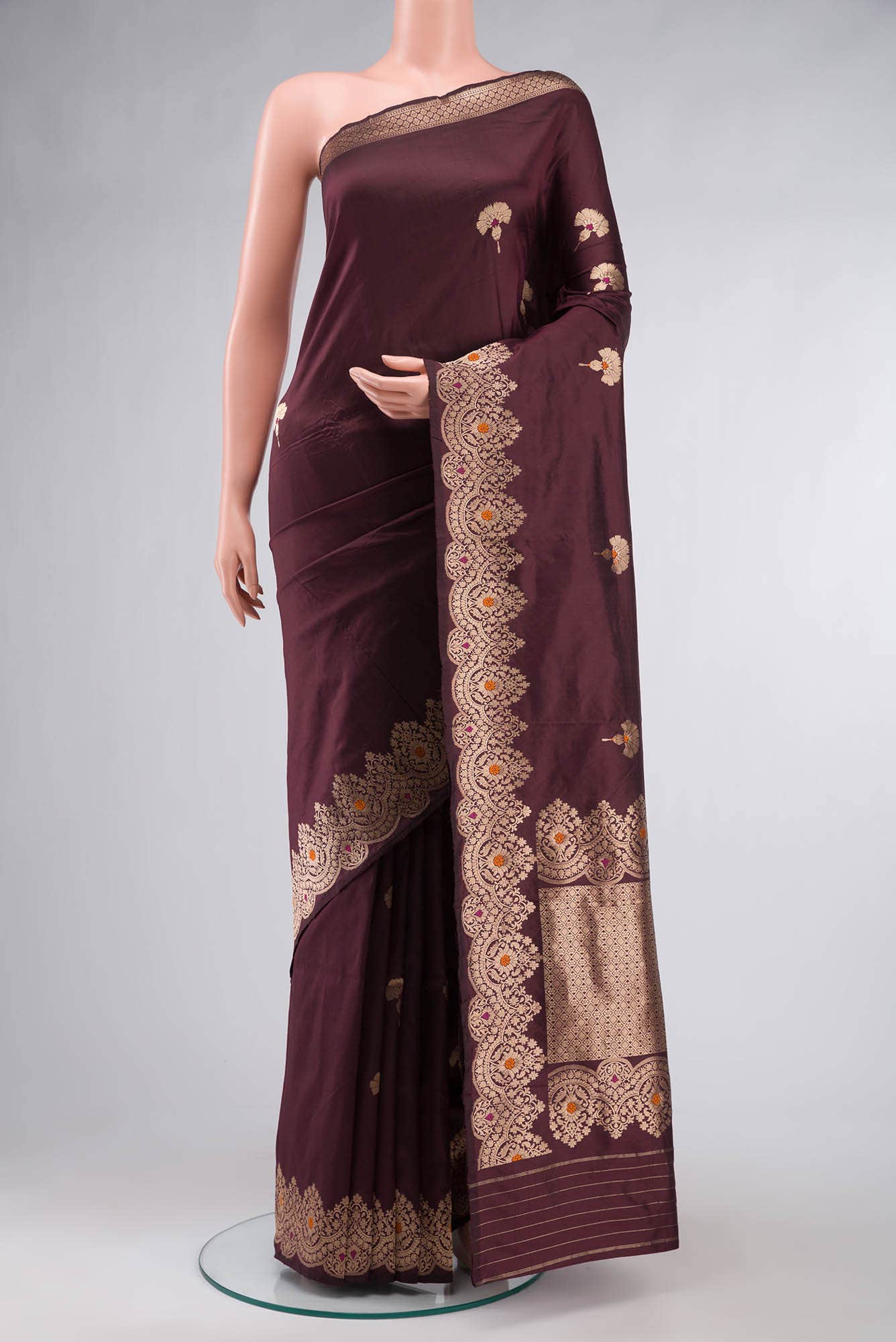 Brown Banarasi Katan Silk Saree