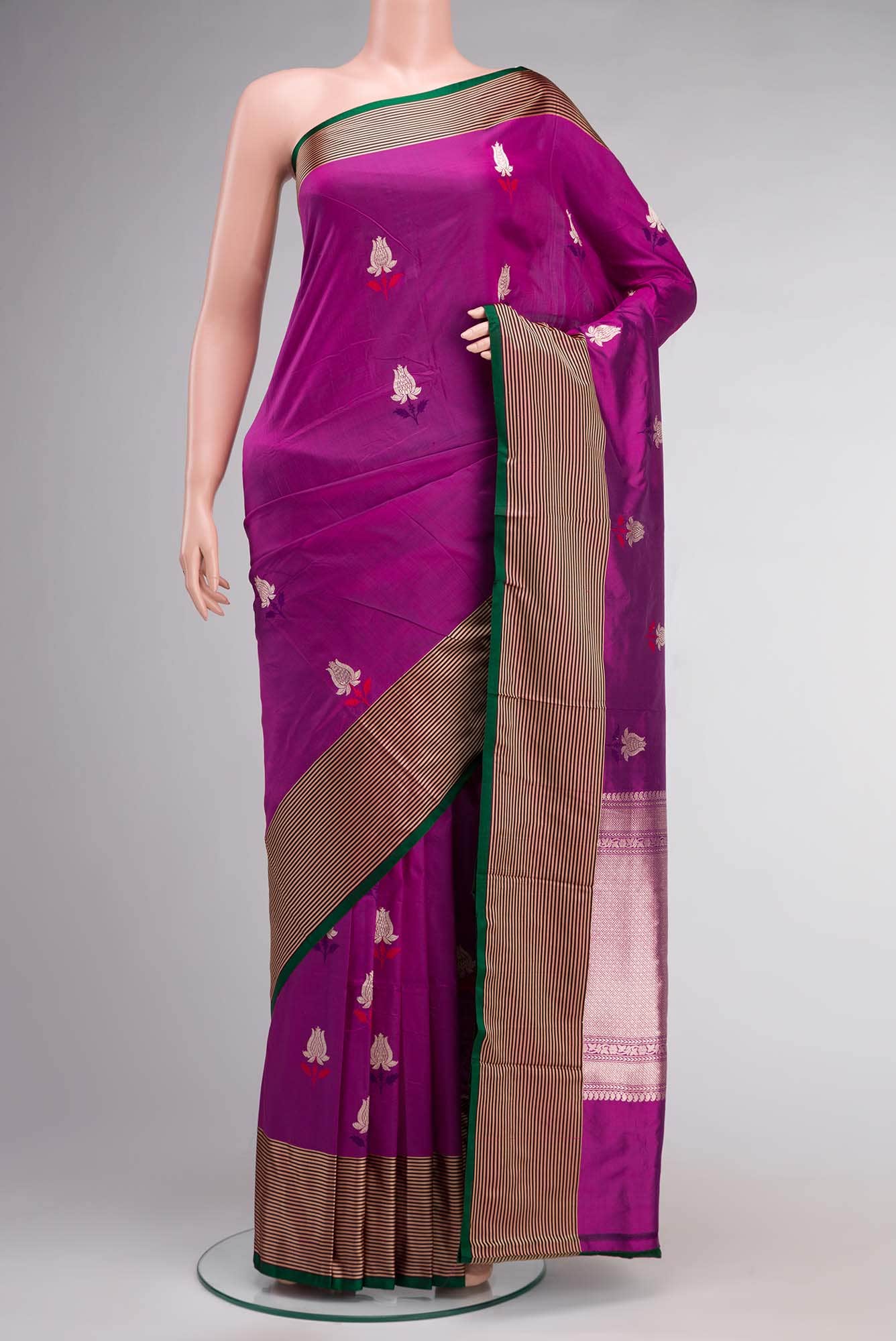 Purple Banarasi Katan Silk Saree