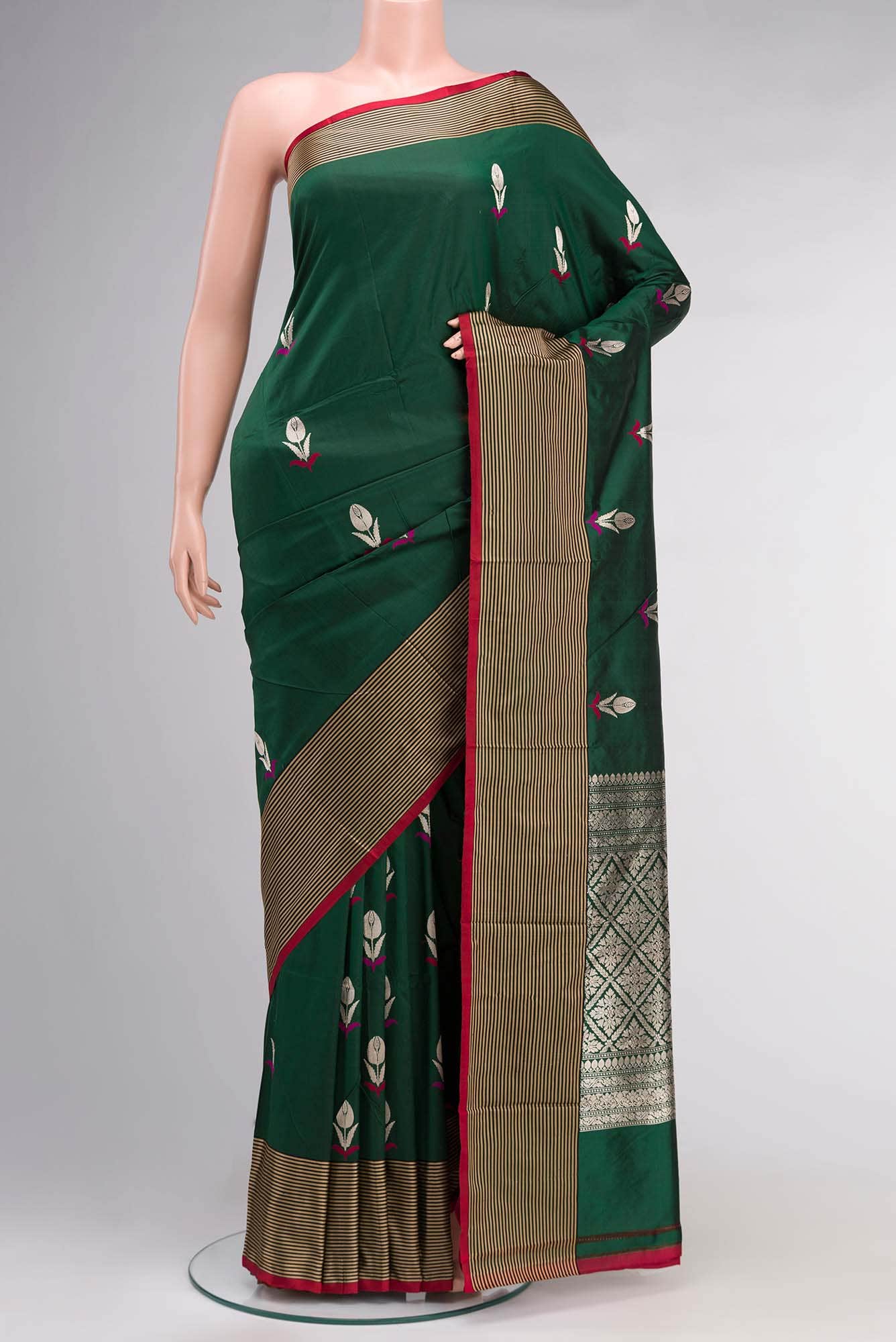 Green Banarasi Katan Silk Saree
