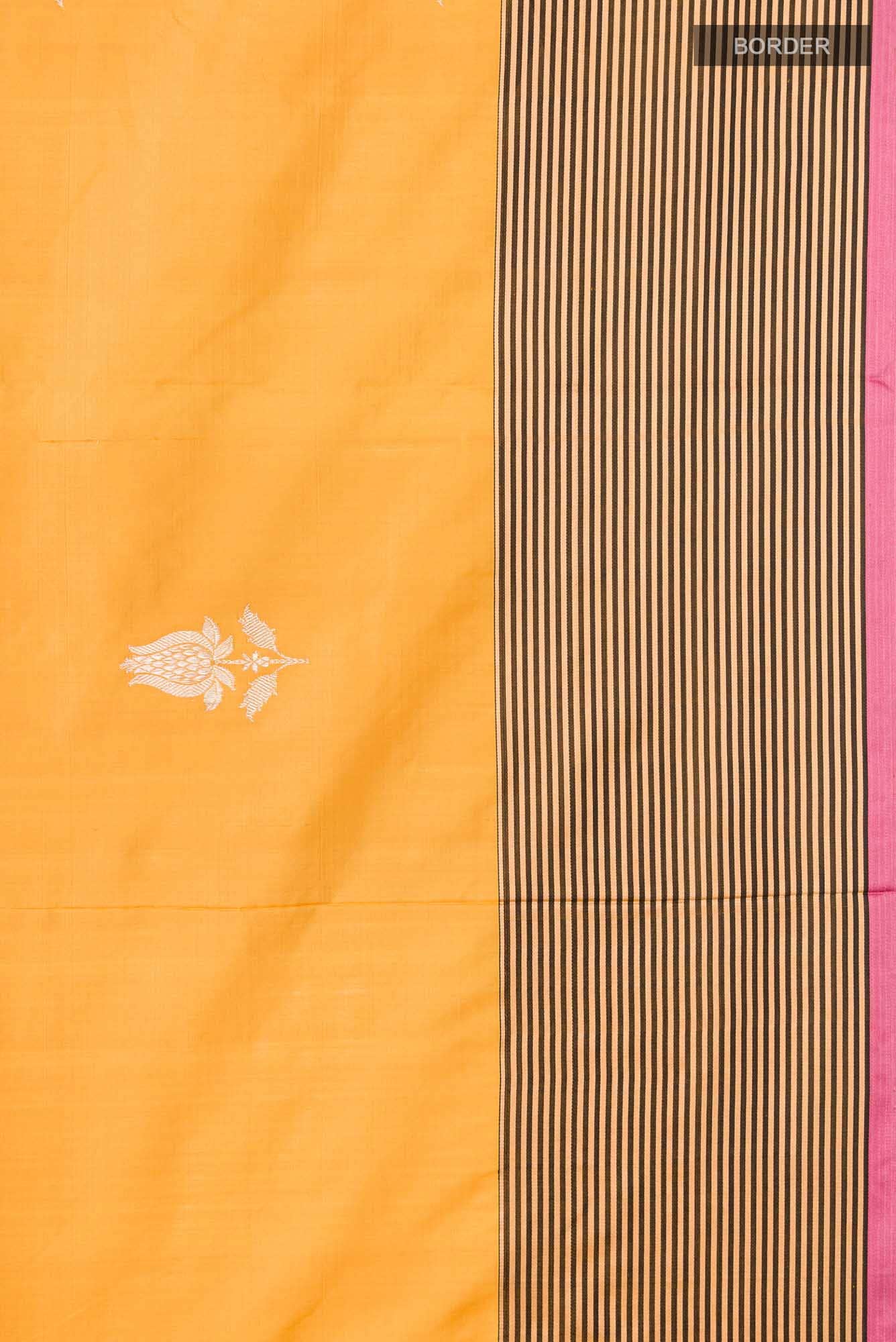 Yellow Banarasi Katan Silk Saree