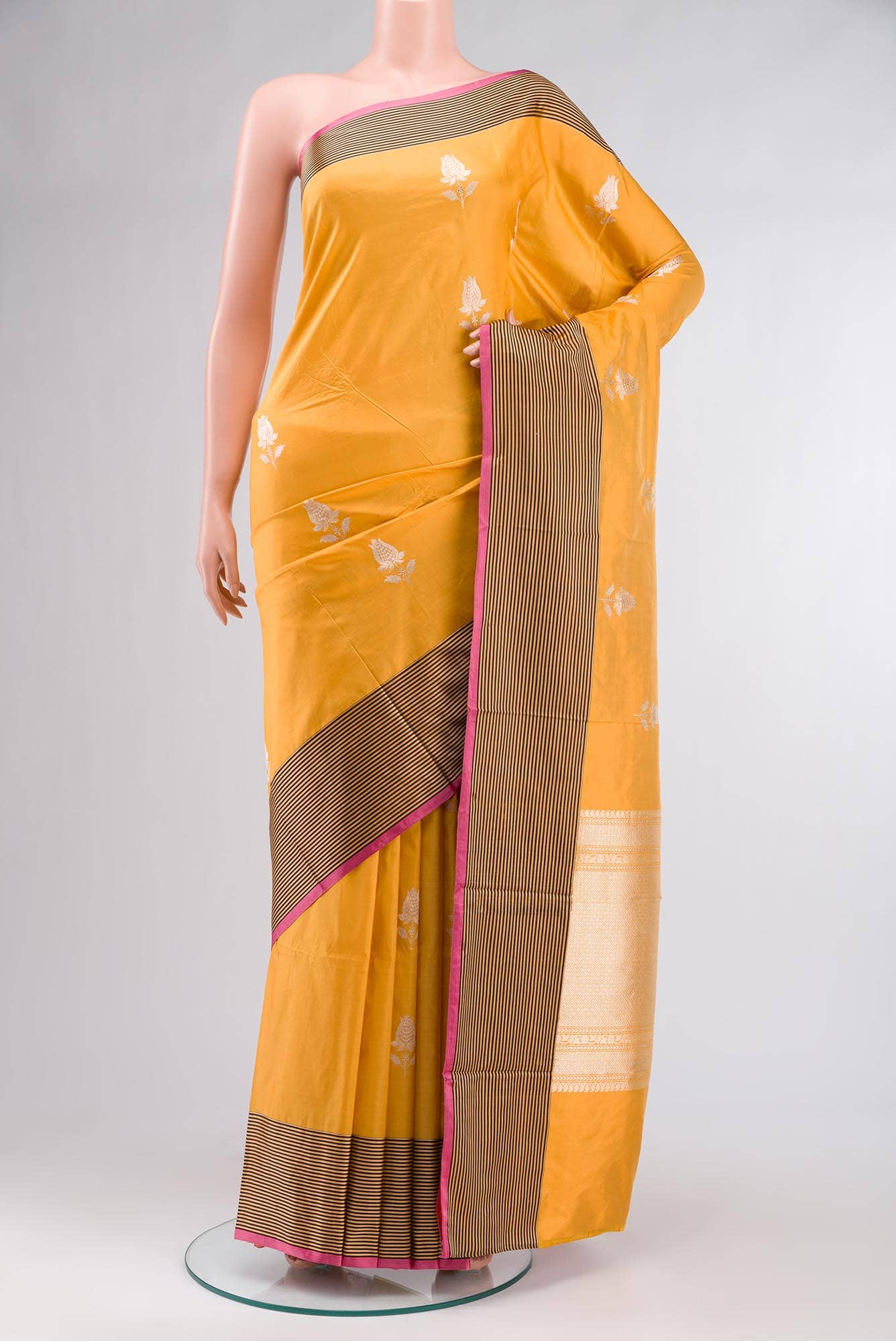 Yellow Banarasi Katan Silk Saree
