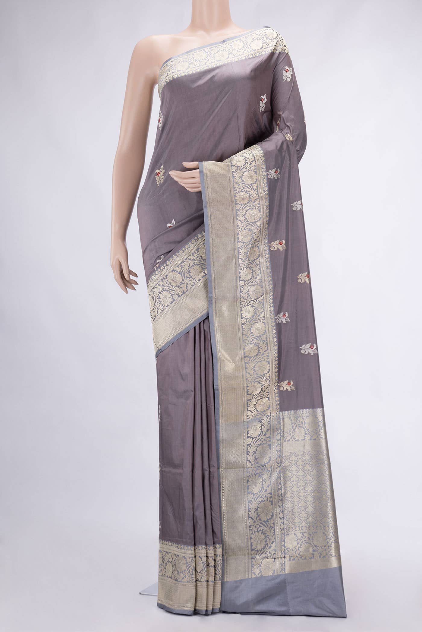 Grey Dual Tone Banarasi Silk Saree